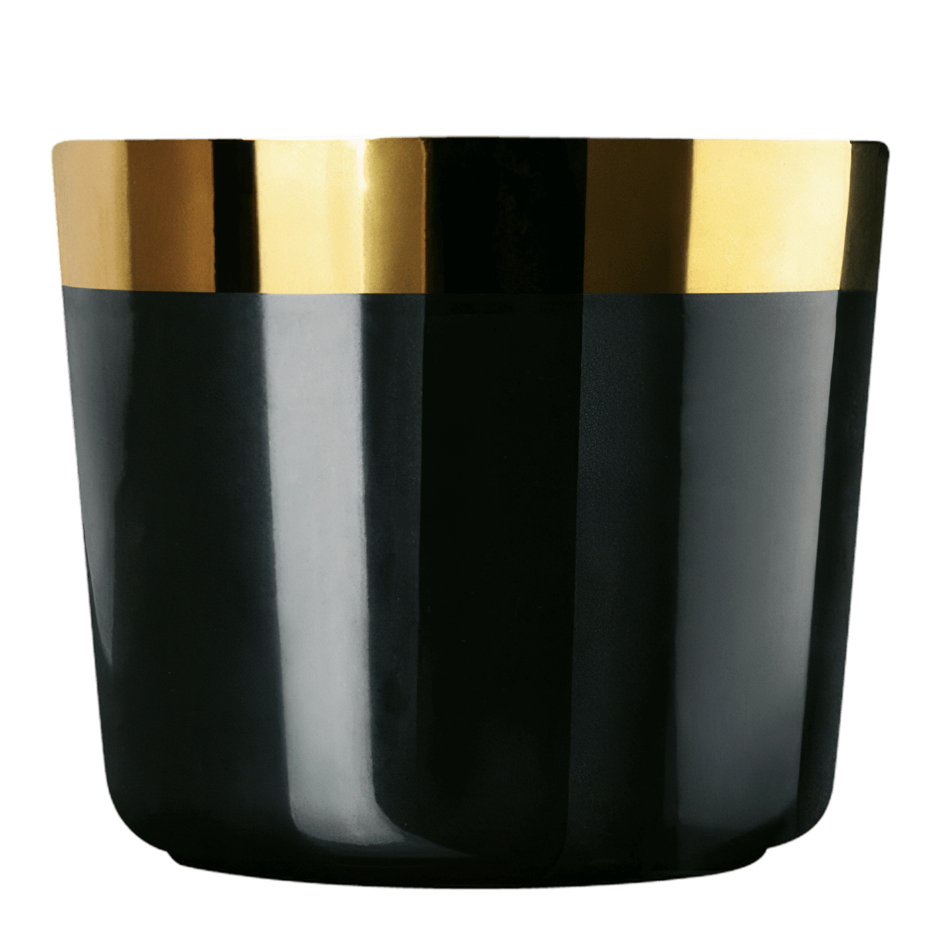 SIEGER by FÜRSTENBERG  Champagnerbecher Glatt Schwarz, Vase, Keramik, Schwarz, Goldener Rand, Gestreiftes Muster
