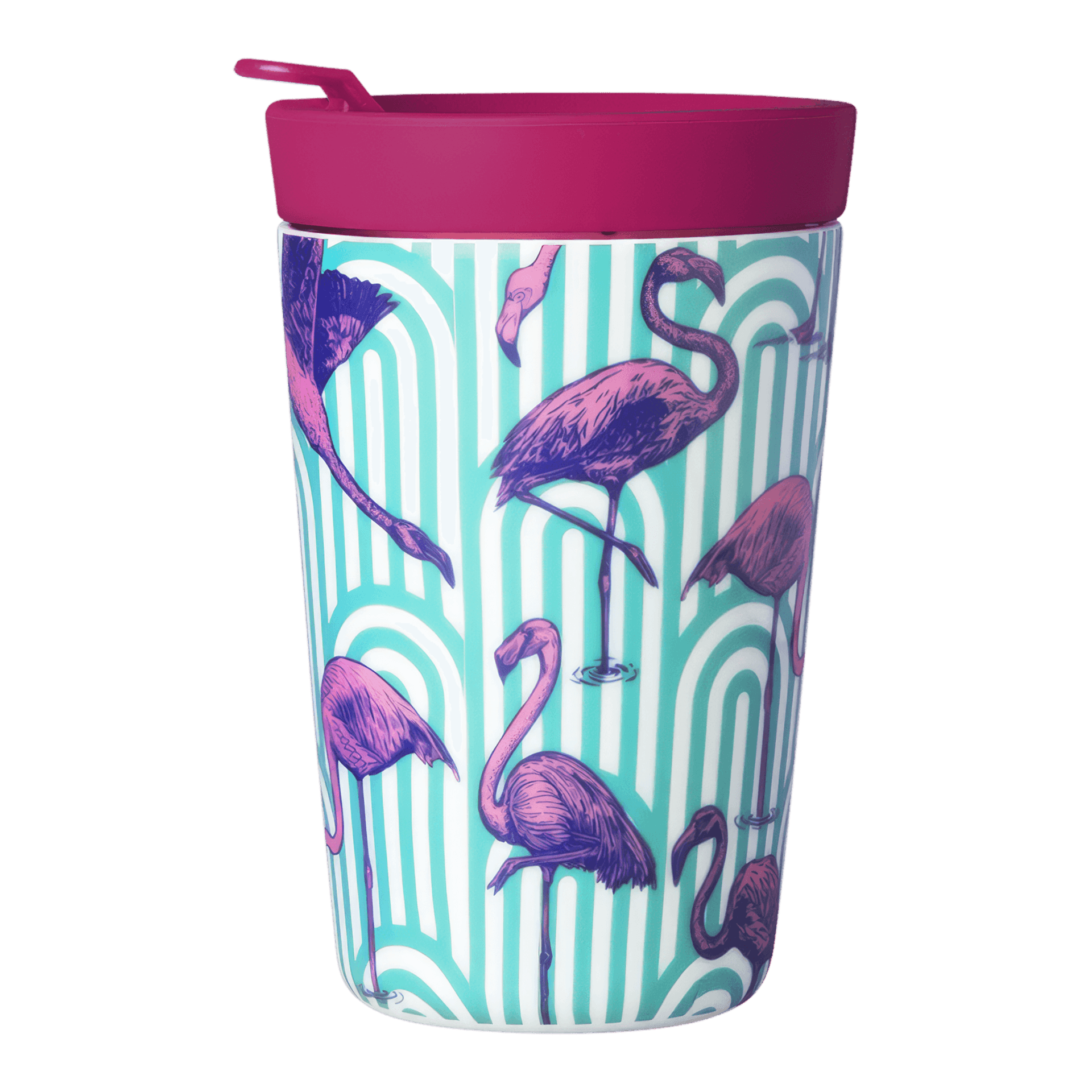 SIEGER by FÜRSTENBERG Coffee To-Go Becher The Flamingos 0,40 l MY COMPANION,, Becher, Stoffbecher, Flamingos, Tropisches Muster, Wiederverwendbar