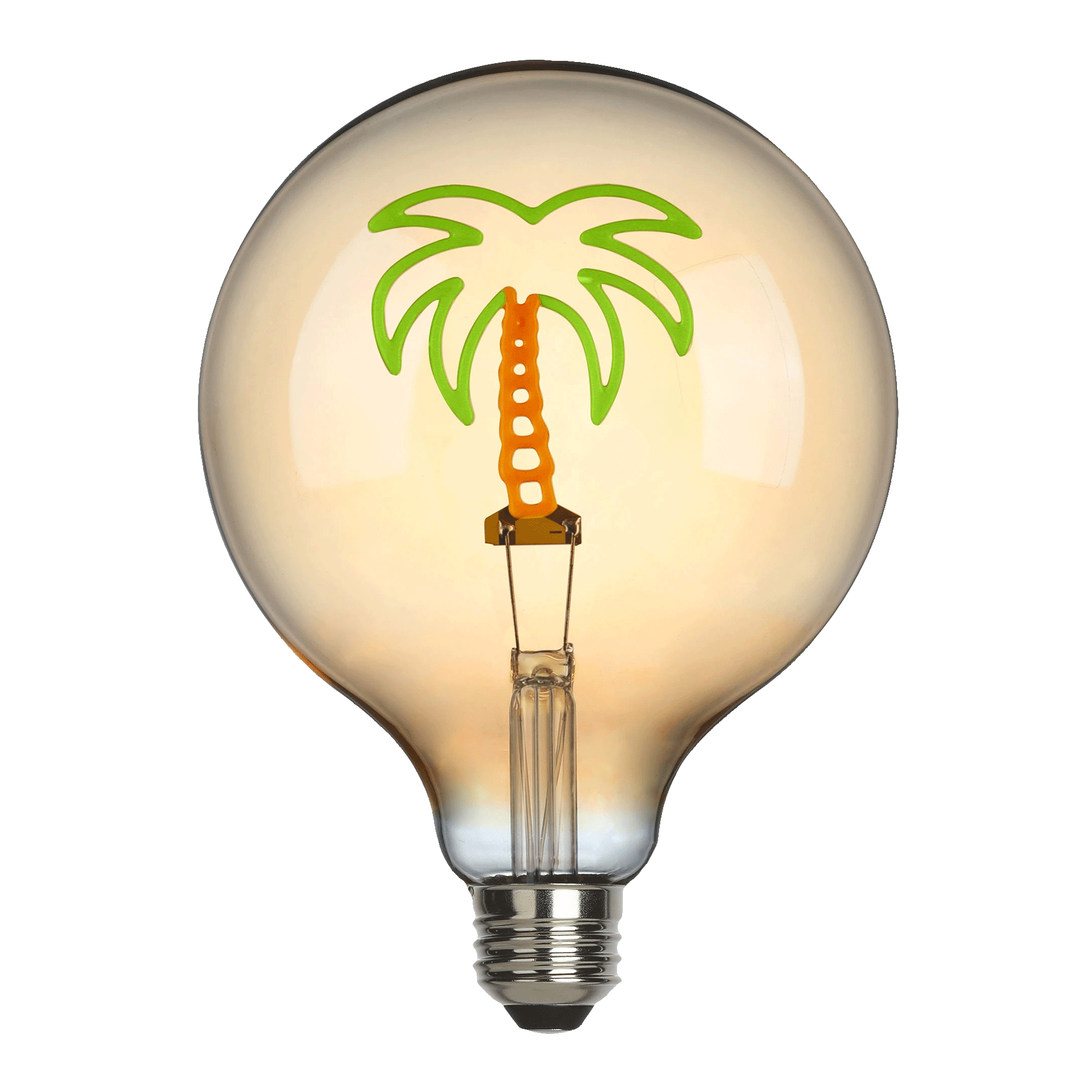 LED decorative bulb palm tree, Glühbirne, Palmenmotiv, Insel-Logo, Klarglas, Glühbirne mit Aufdruck