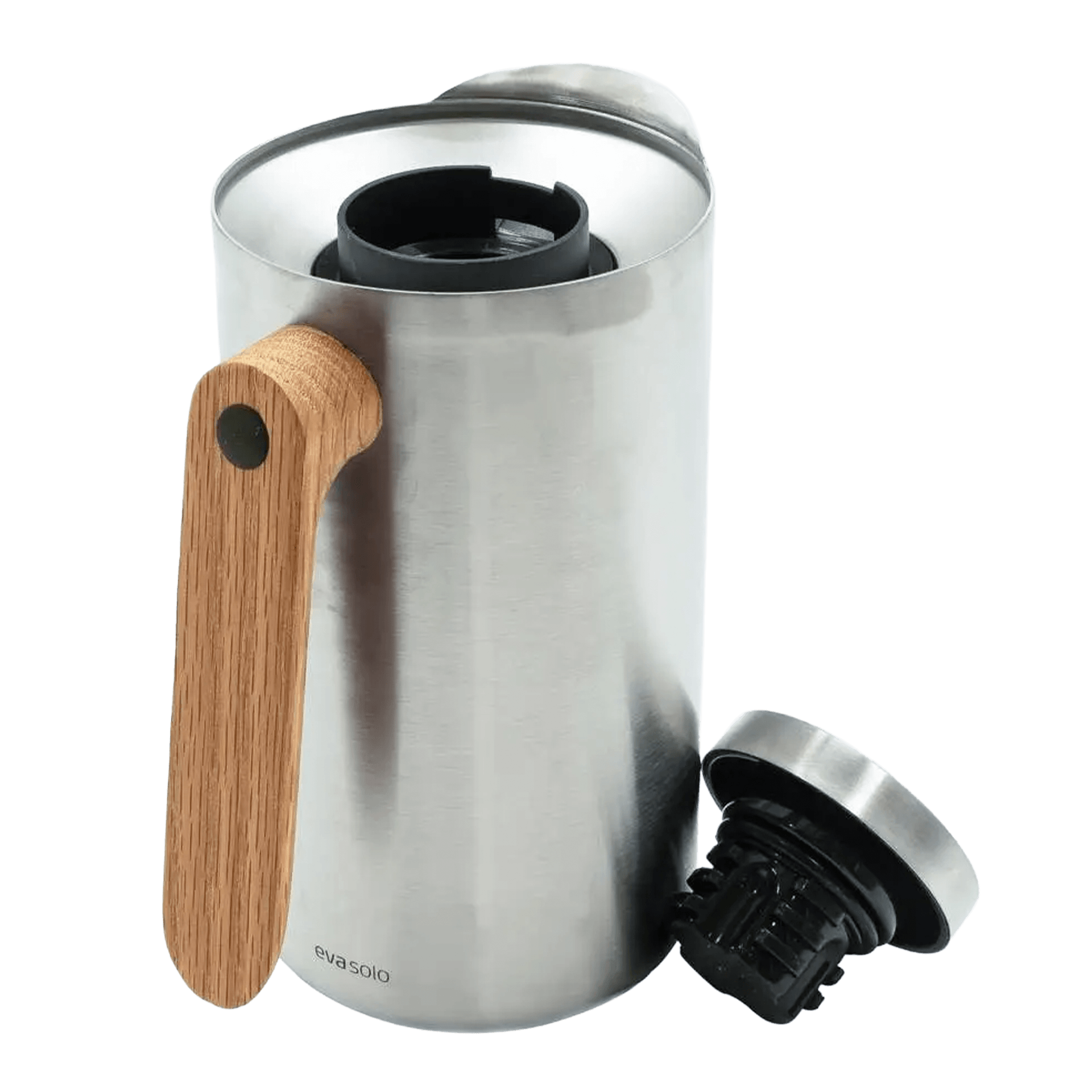 Vakuum Jug Stainless Steel 1.00 l, Espresso-Kanne, Kaffeemaschine-Press, Stahl, Holzgriff, Vorrats-Topf