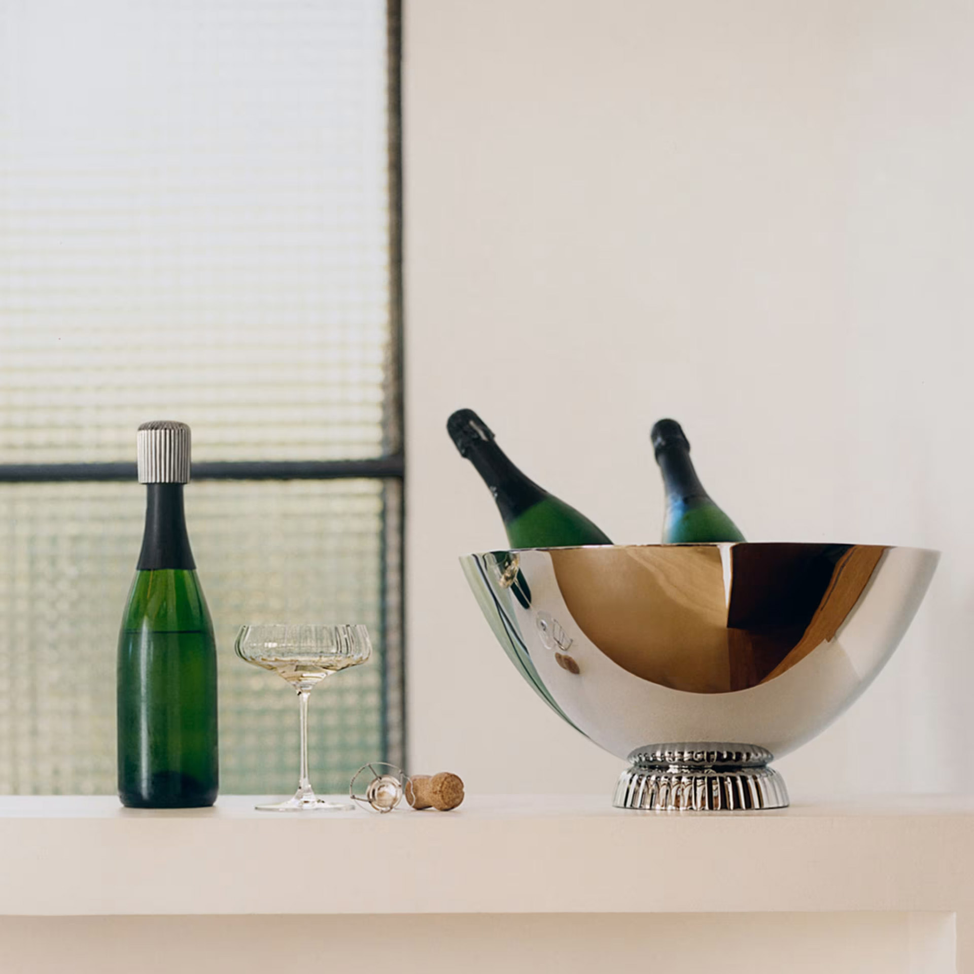 Champagne stopper, Sektflasche, Champagnerkühlung, Weinset, Edelstahl-Schüssel, Korken