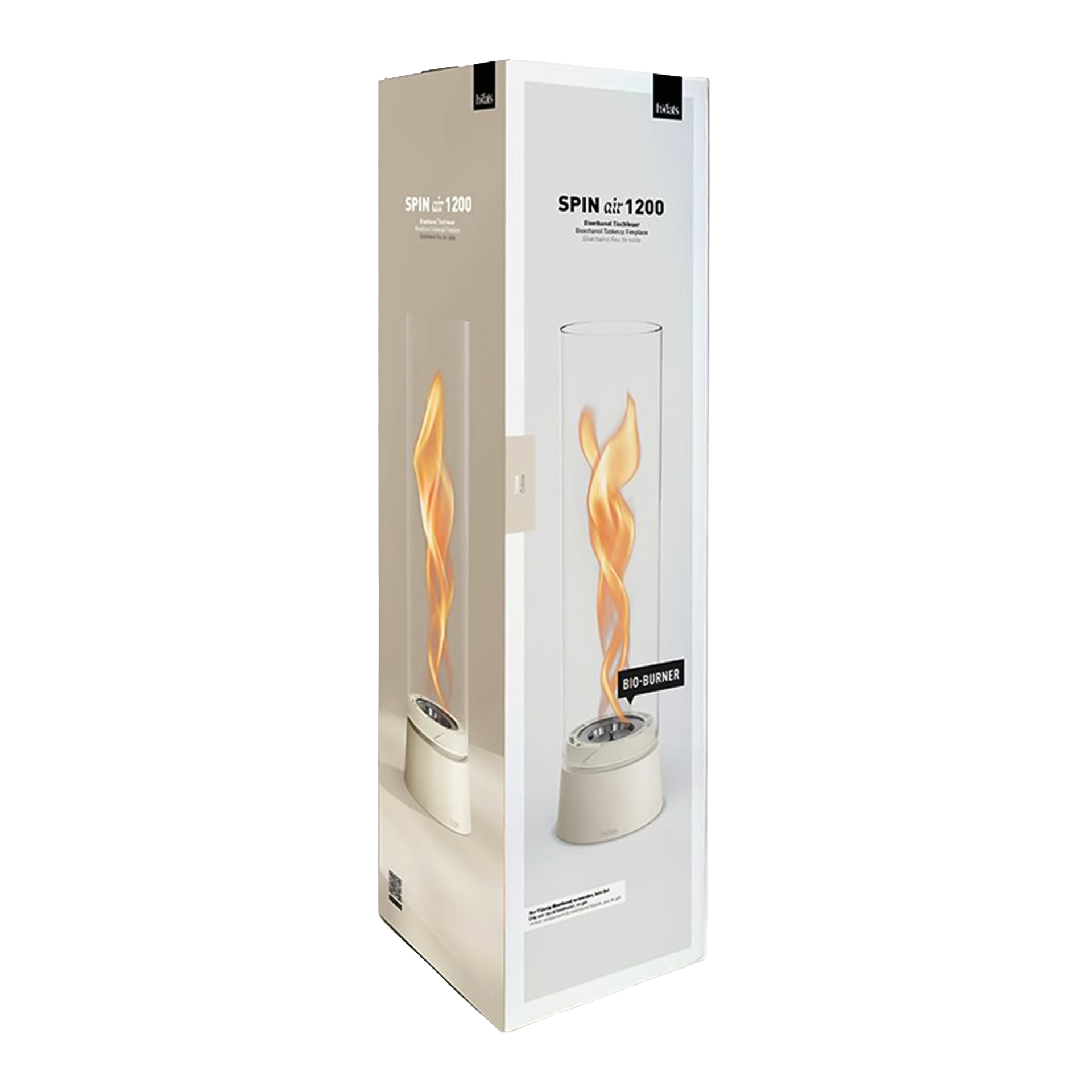 Tabletop Fireplace 1200 Creme, gas-burner, bio-burner, flame, standing-pillar, glass-panel