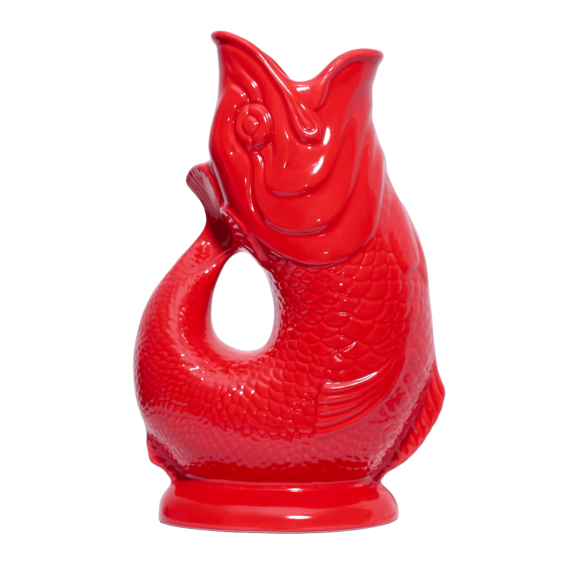 Jug red XL 1.20 l, Fischfigur, Karaffe, Schnapsglas, Rot, Keramik