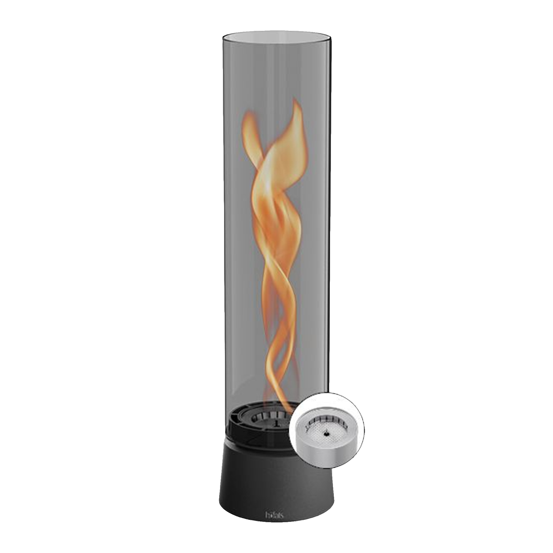 Tabletop Fireplace 1200 All Black, Gehäuselampe, Flammen-Dekor, Tischlampe, Glasrohrlampe, Thermokamin-Design