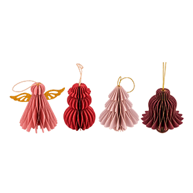 Scheulen, Papier-Ornament Anhänger 4er Set Mix 10 cm