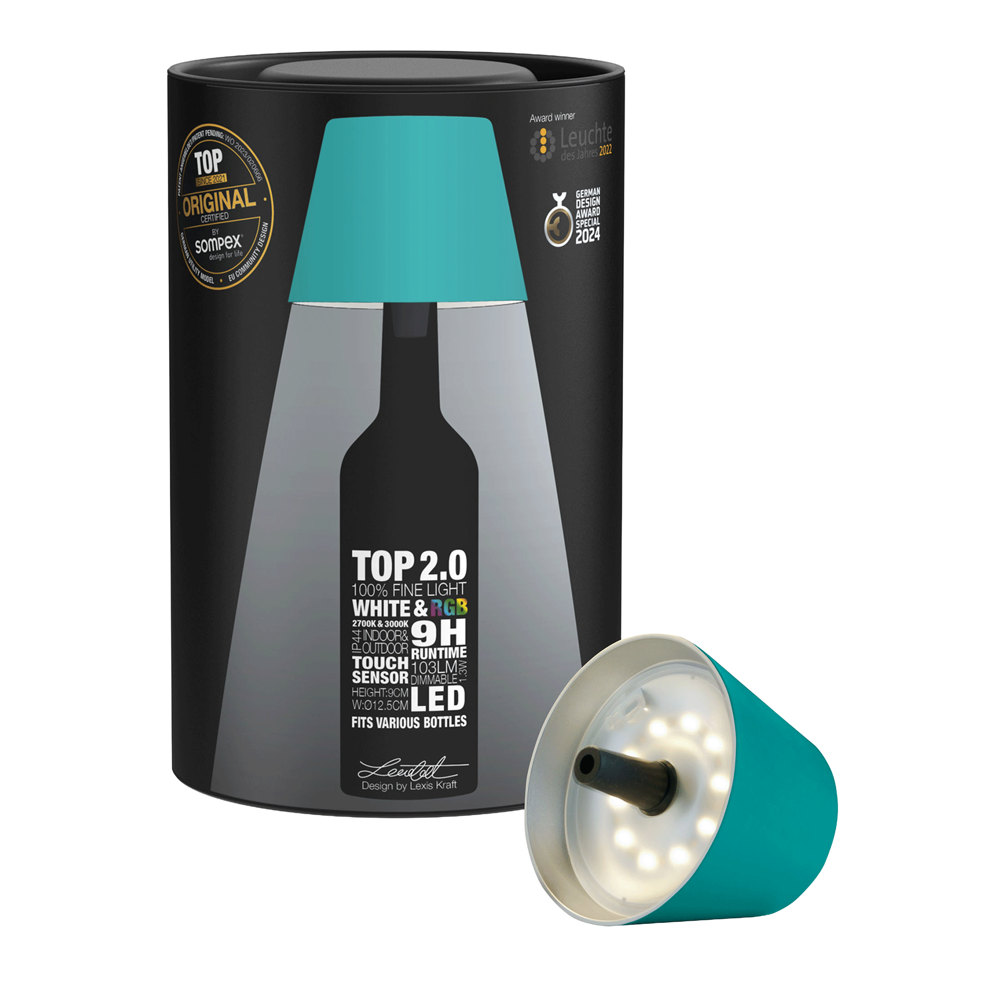 LED Bottle Light Dimmable Turquoise
