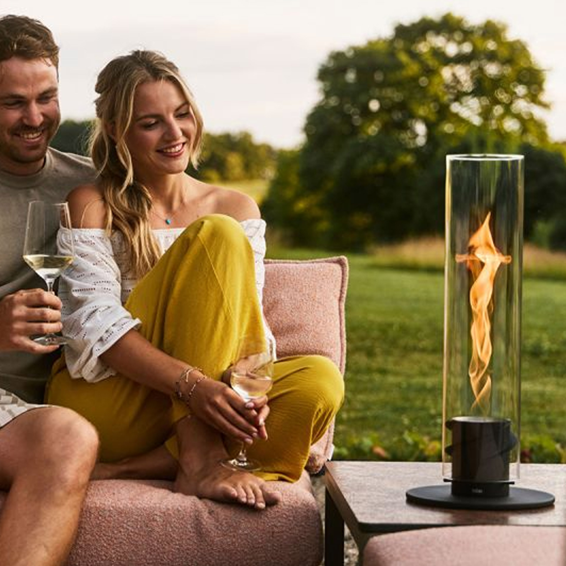 Tabletop Fireplace 900 Black, Outdoor, Lounge, Paar, Feuerstelle, Laterne