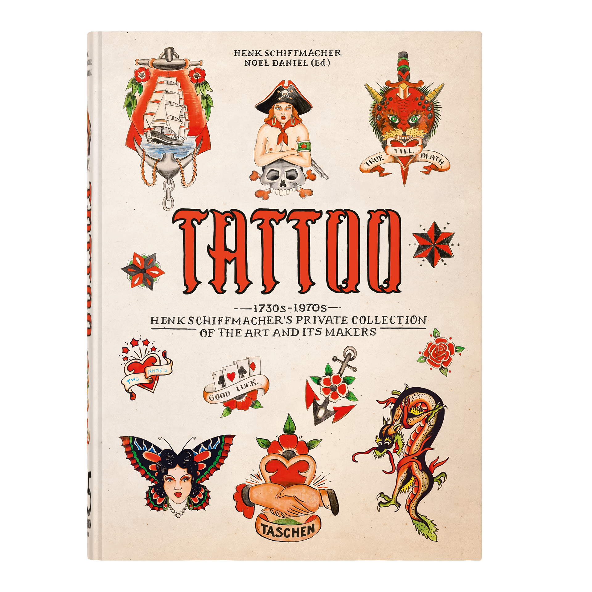 Coffee Table Book TATTOO. Henk Schiffmacher’s Private Collection, Tattoos, Tattoo-Buch, Old-School, illustrierte Tattoos, Flash-Art