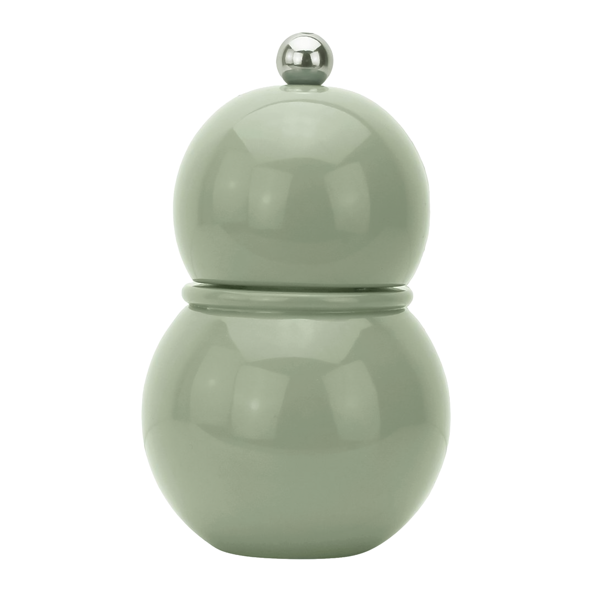 Salt- Pepper Mill sage 12 cm, Kugel-Topf, Küchenbehälter, Glas-Objekt, Grün, Salz- oder Pfefferstreuer