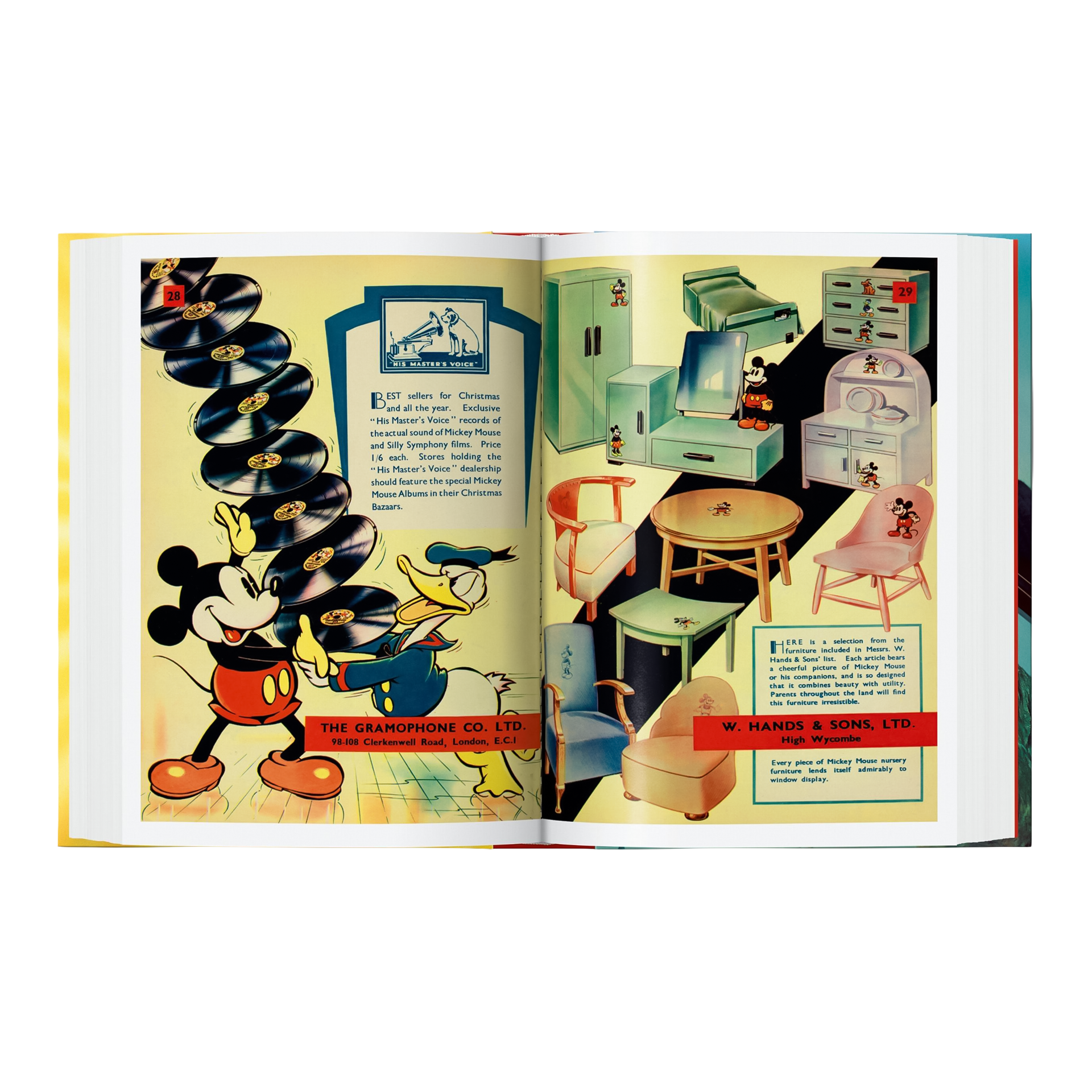 Coffee Table Book Walt Disneys Mickey Mouse. The Ultimative Chronicle,  Mickey Mouse,  Schallplatten,  Möbelset,  Retroanzeige,  Schubladen-Schrank