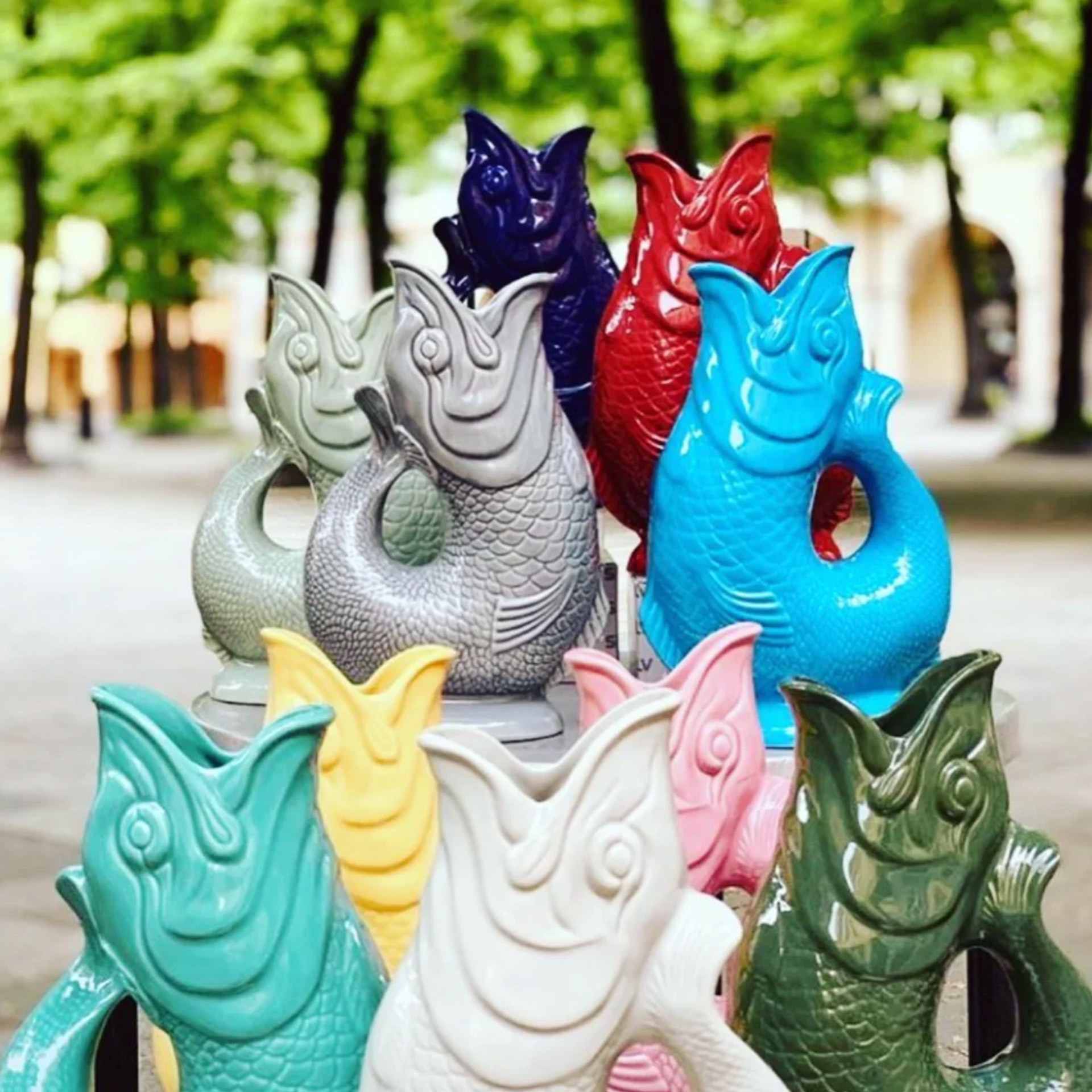 Jug oyster XL 1.20 l, fontäne, drachen, keramik, bunt, statue