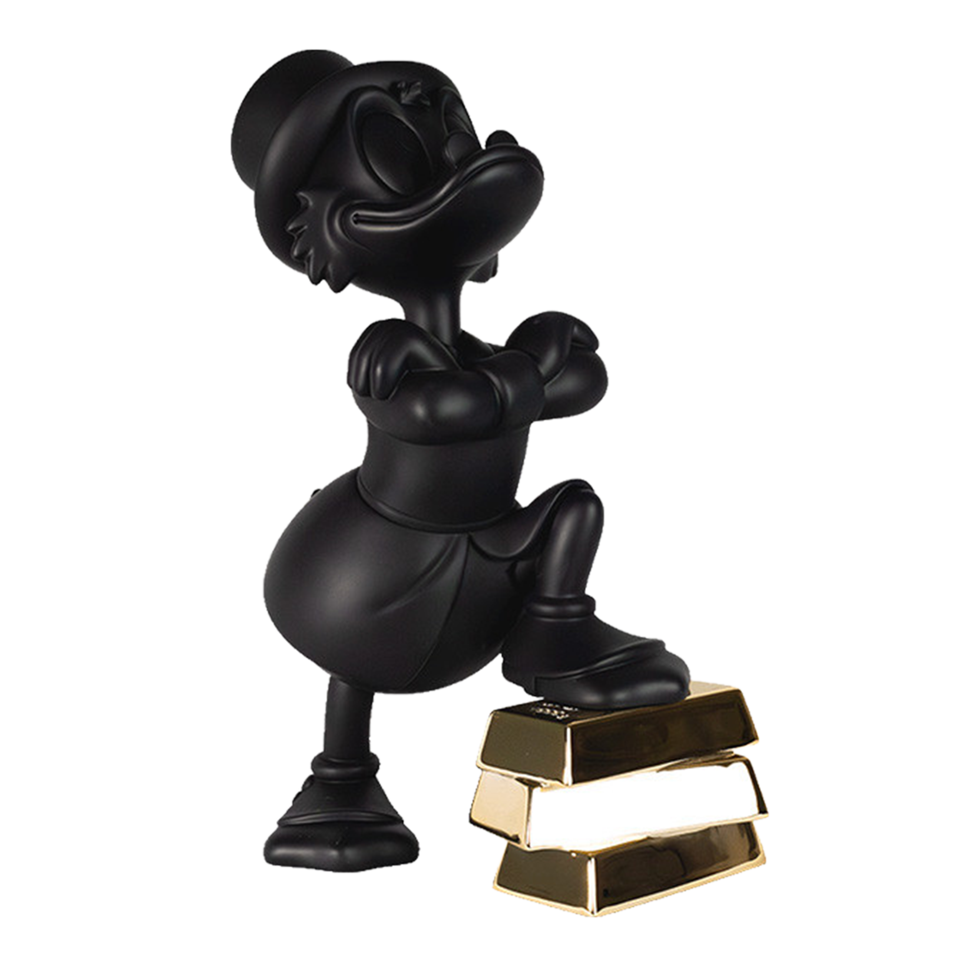 Uncle Scrooge with ignots schwarz & gold 30 cm,  figurine, schwarze statue, goldene bars, posen, figurine