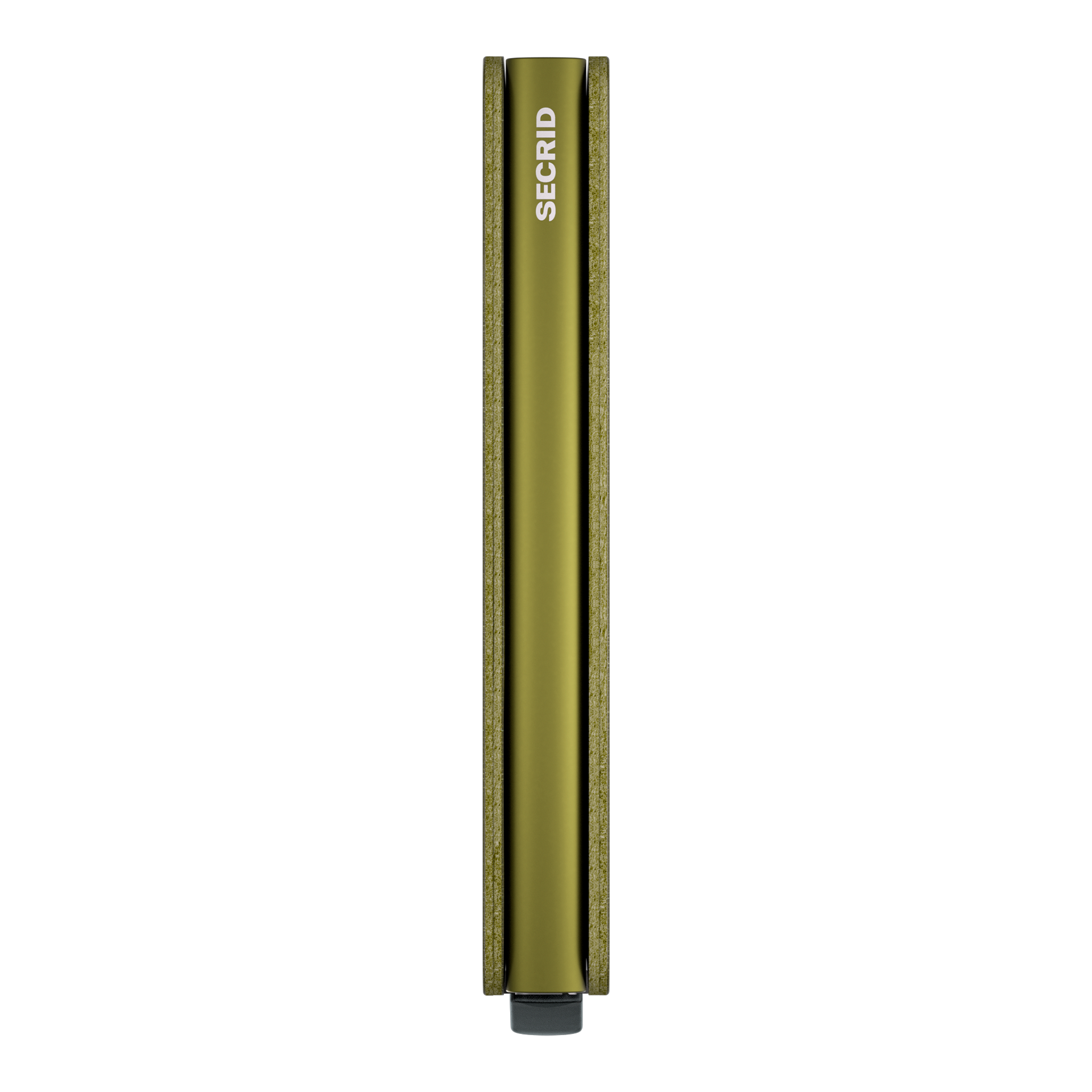 Slimwallet Kelp, olivgrün, Riegel, gesteckter Rahmen, Seitenteil, SEGID