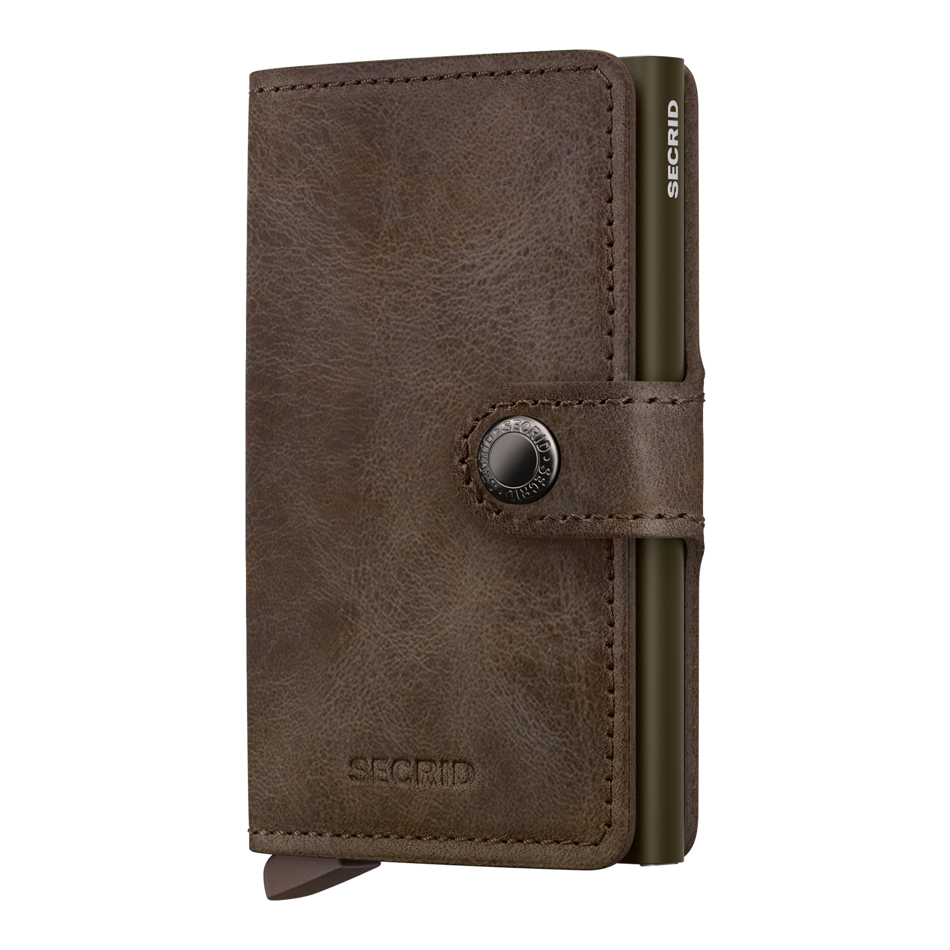 Secrid Miniwallet Vintage Eiche, passport holder, wallet, braun leder, kartenschlitze, druckknopf