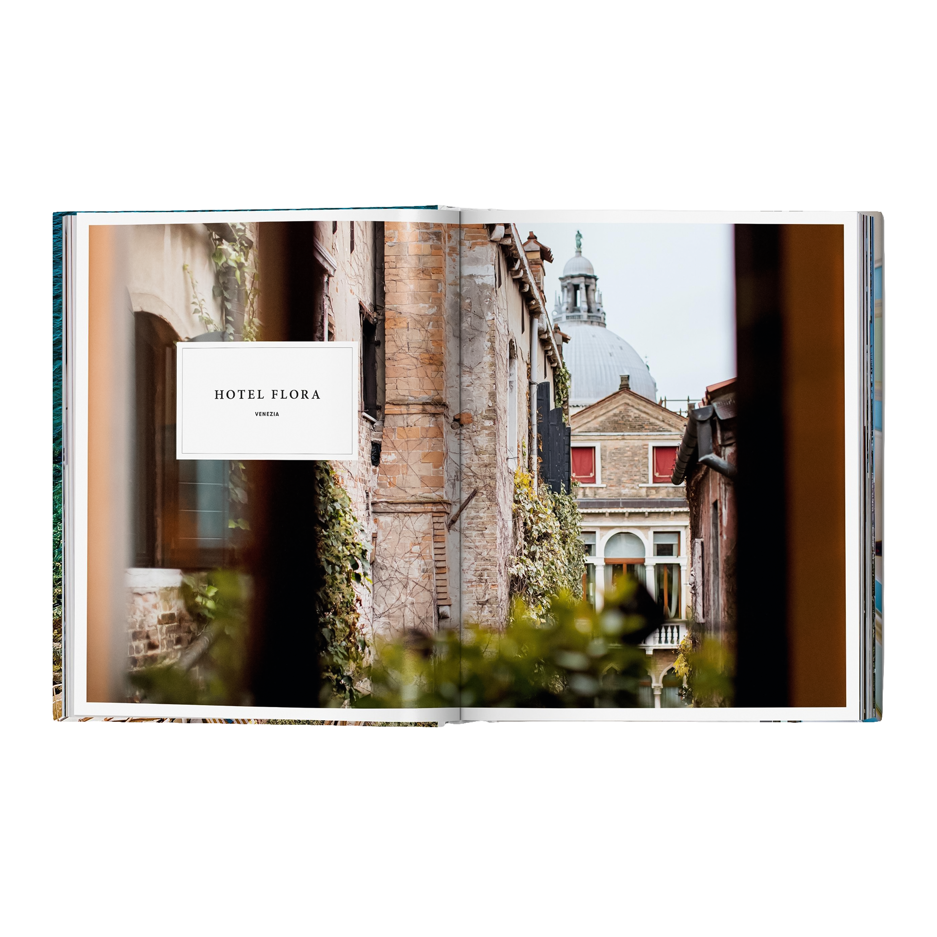 Coffee Table Book Great Escapes Italy, hotel, flora, venezia, bricked wall, patio view