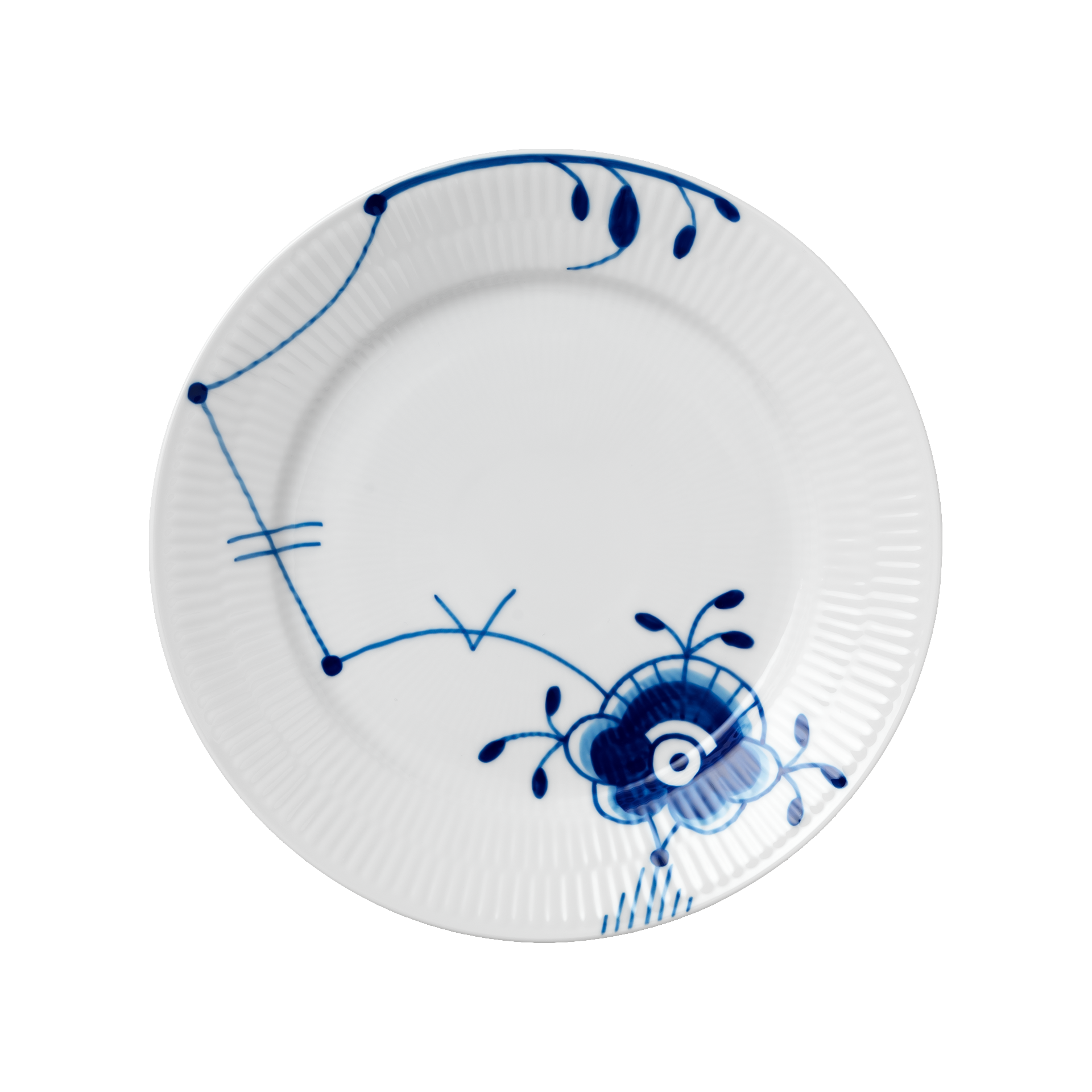 Royal Copenhagen Frühstücksteller Mega Gerippt Blau 22 cm Dekor 6