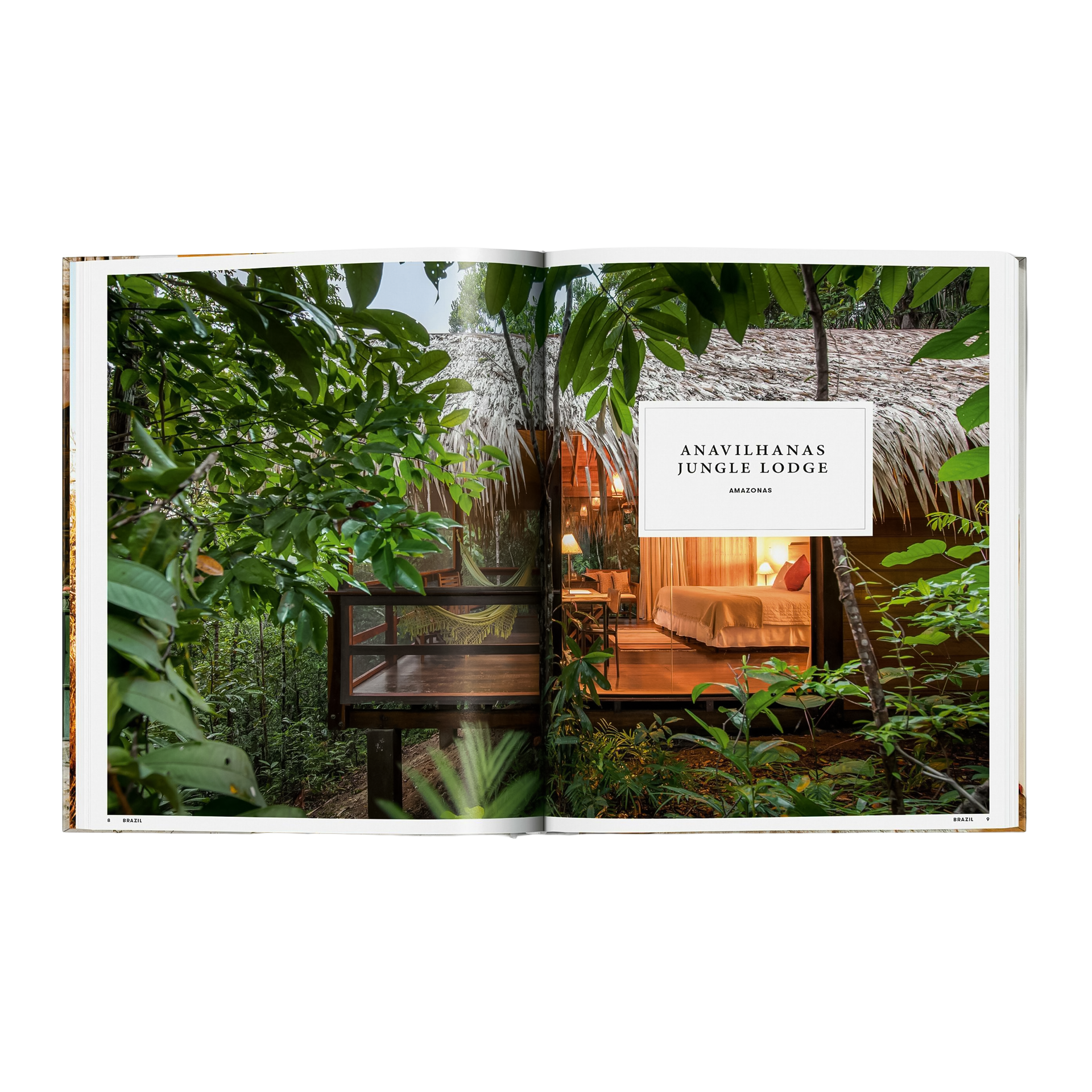 Coffee Table Book Great Escapes Latin America, Dschungel-Lodge, Baumhaus, Schlafzimmer, Reetdach, Glaswände