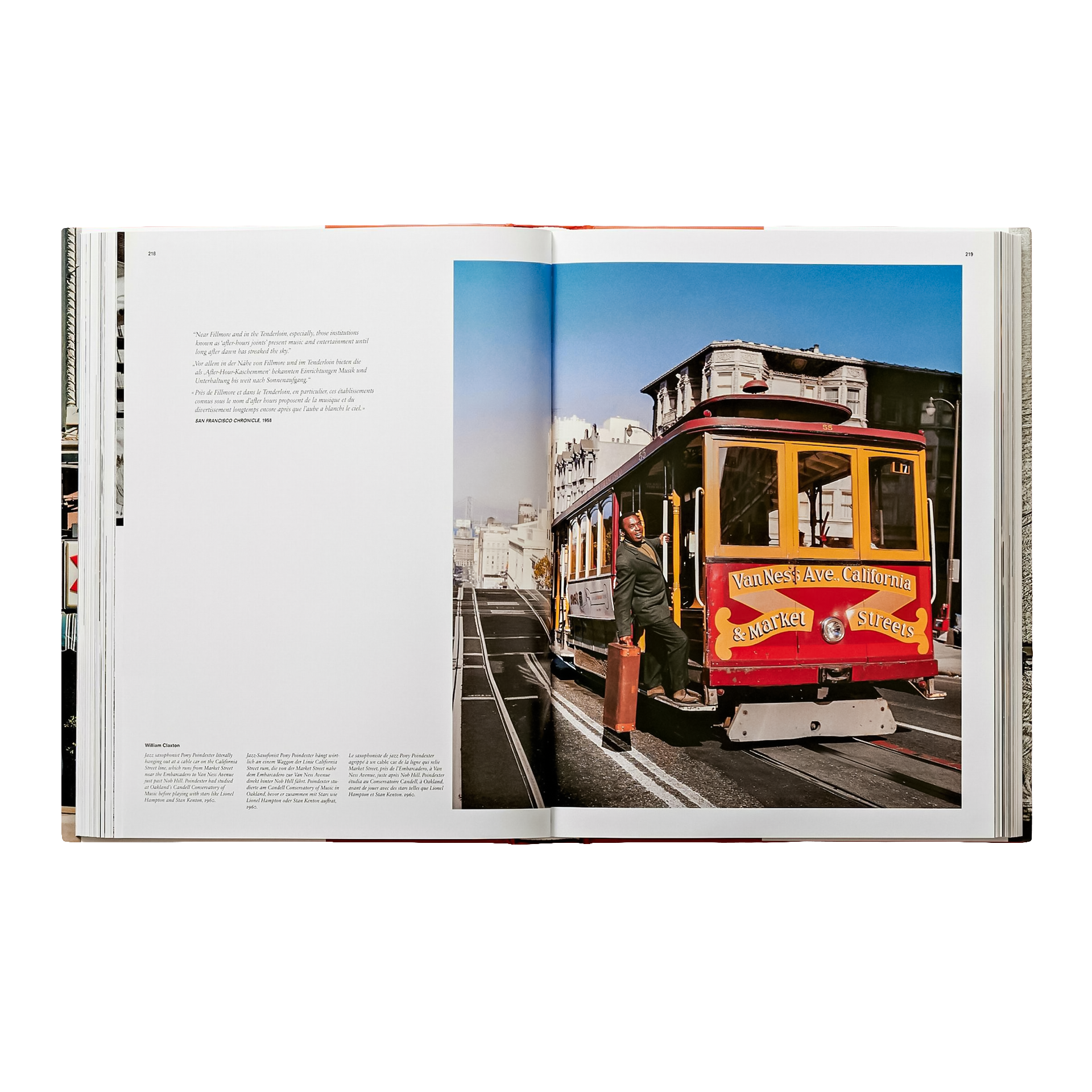 Coffee Table Book San Francisco, historische Straßenbahn, Straßenbahn, Stadtverkehr, orange-rote Straßenbahn, San Francisco Stil