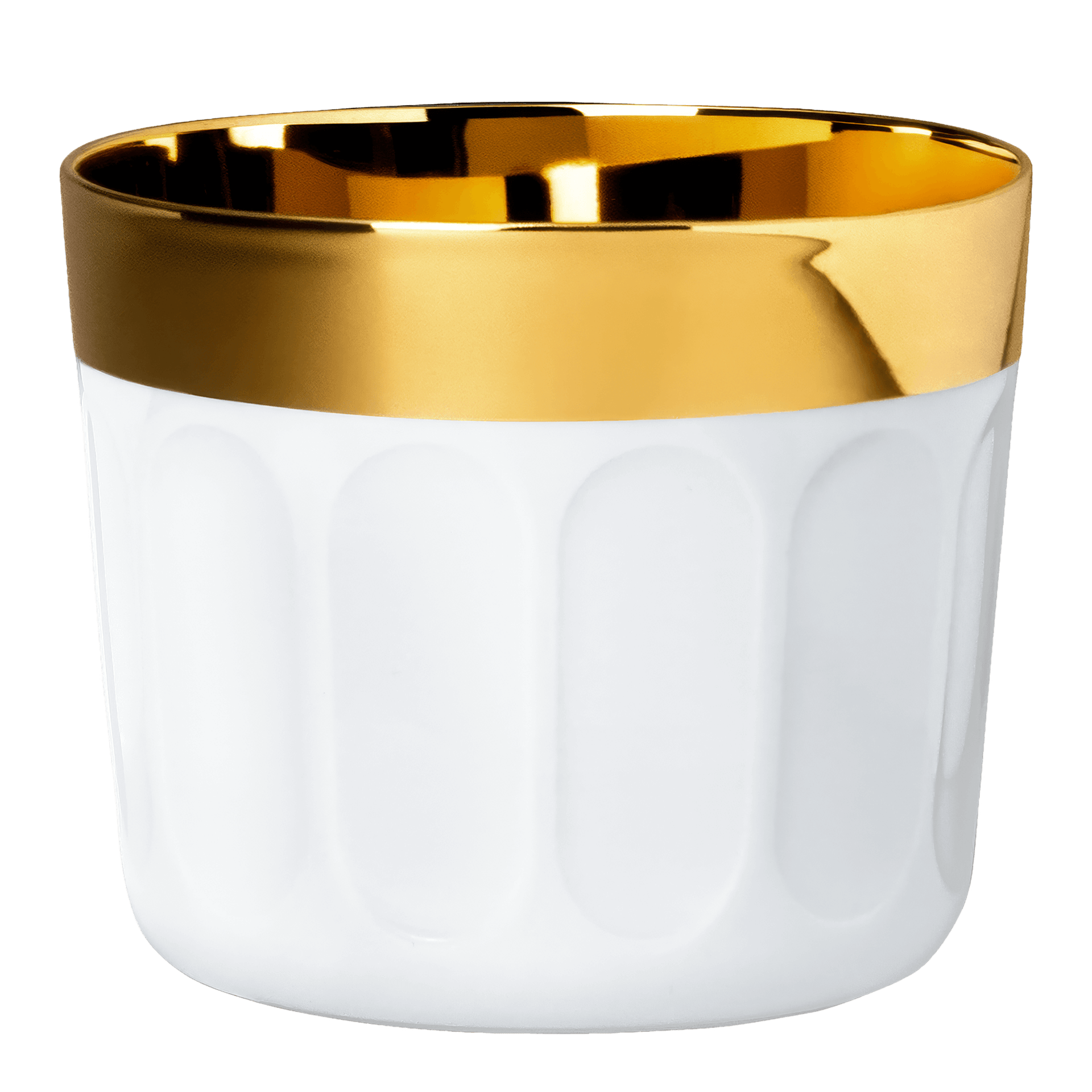 SIEGER by FÜRSTENBERG  Champagnerbecher Cuts Weiß, Porzellan, Glas, Weiß, Goldrand, Becher