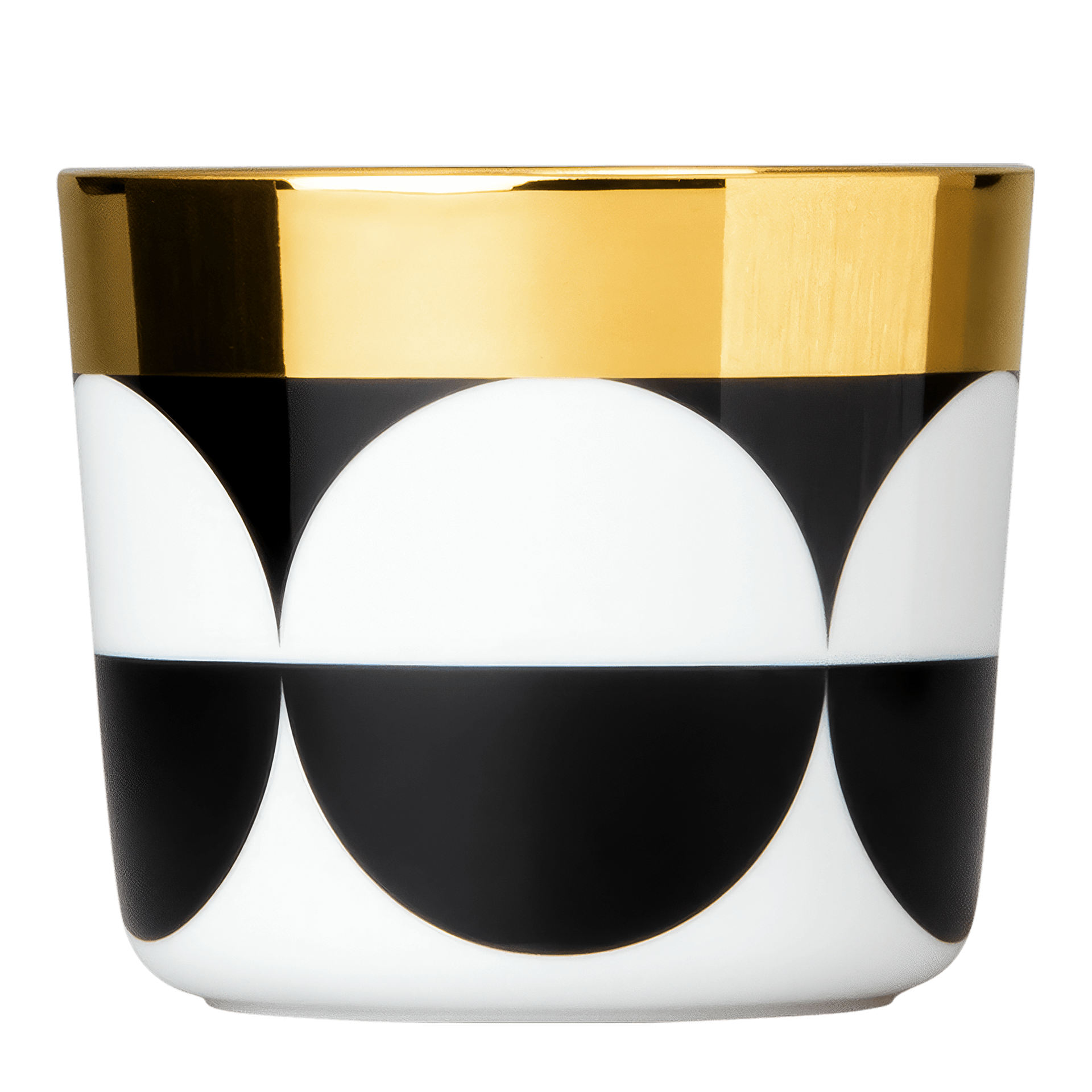 Champagne Goblet Half Moons, Tasse, Becher, Kaffeebecher, schwarz-weiß Muster, Goldrand