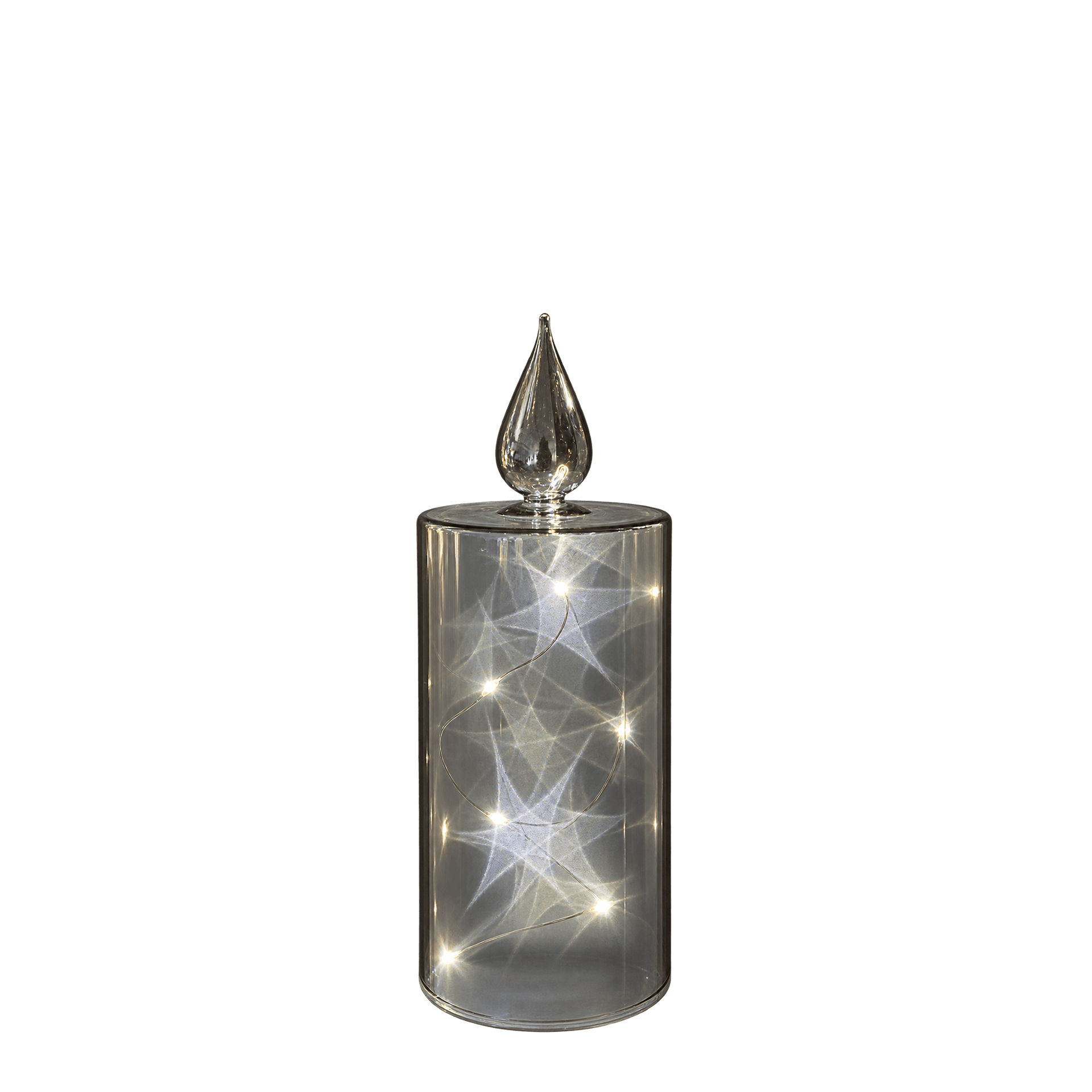 Wirtz LED Glaskerze Smoky Grey 20 cm