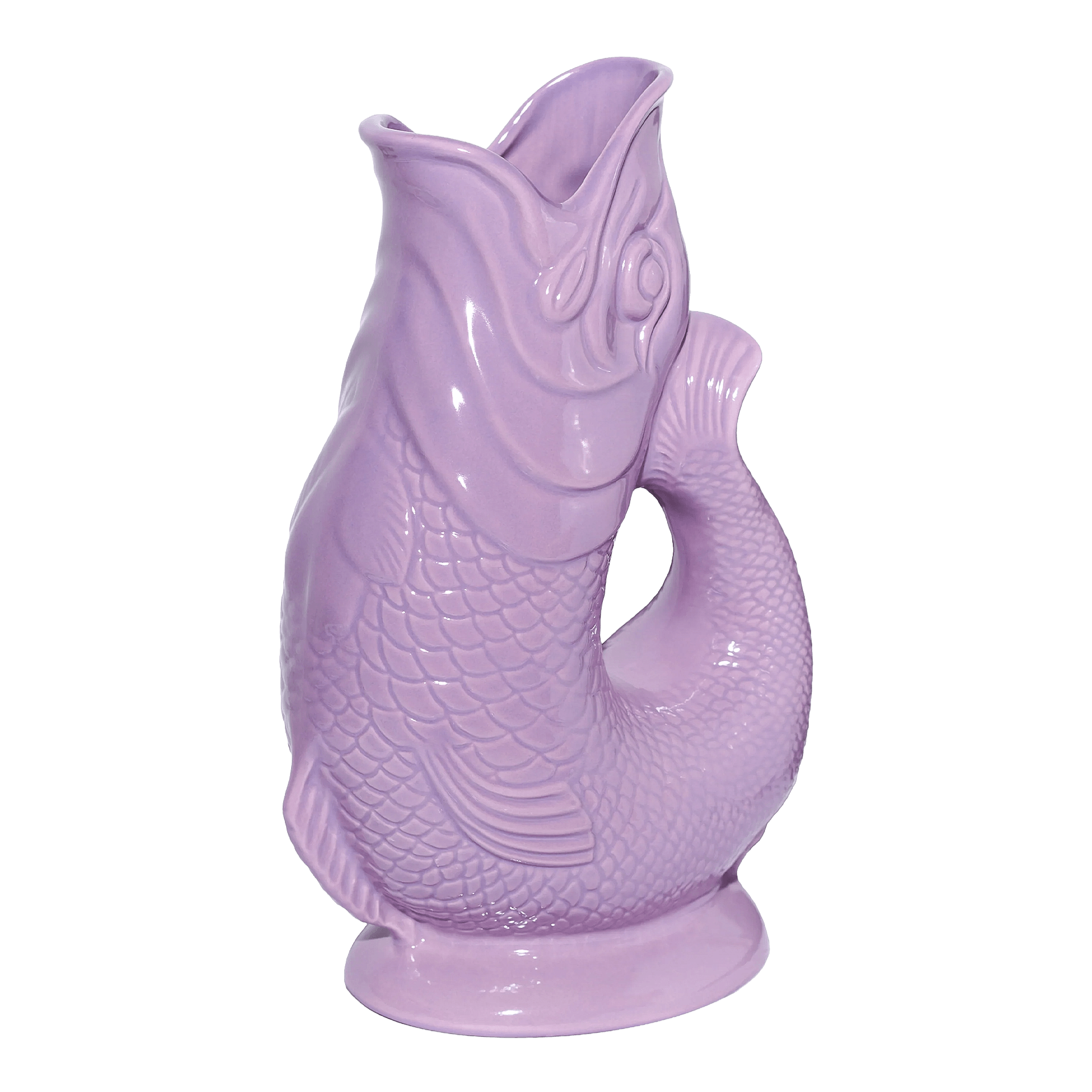 Gluckigluck, Glossy Collection, Jug lilac XL 1.20 l, eimerkegel, kunstkeramik, fischform, lila farbe, dekofigur