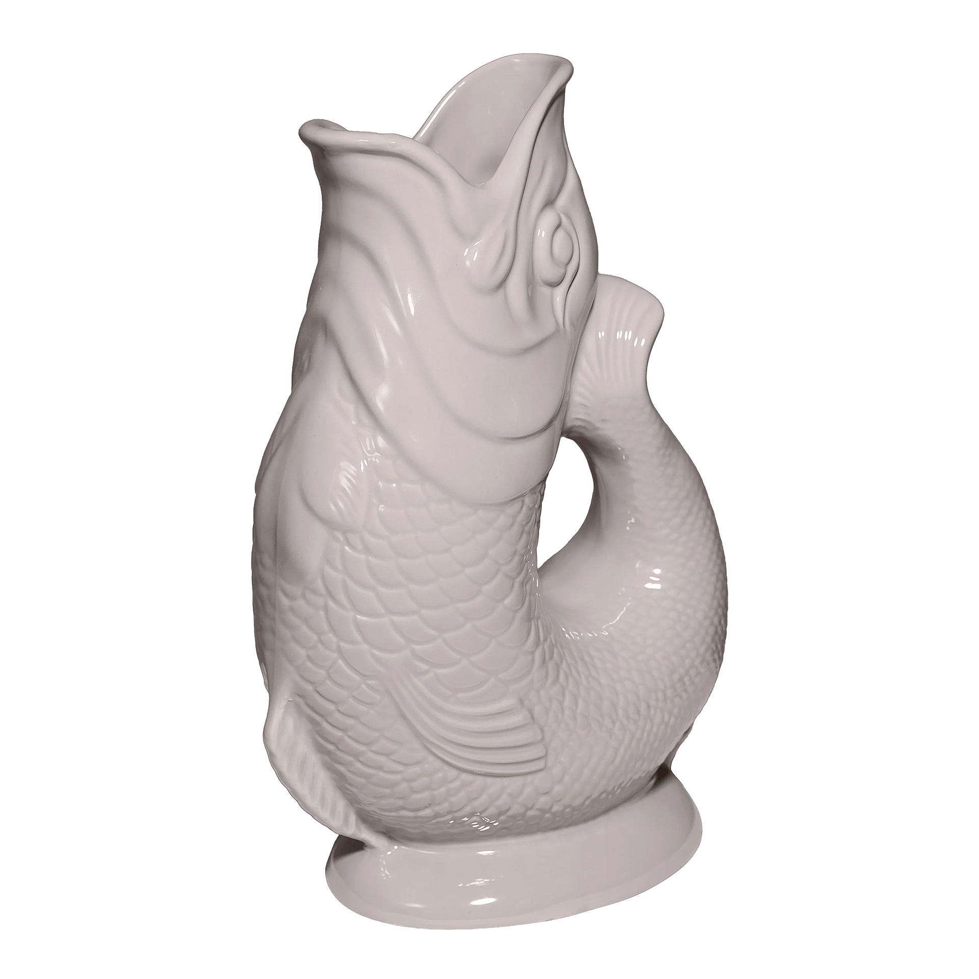Jug mushroom XL 1.20 l, Fischfigur, Keramikfigur, Dekoration, Weihnachts-/Gartenfigur, weiße Figur