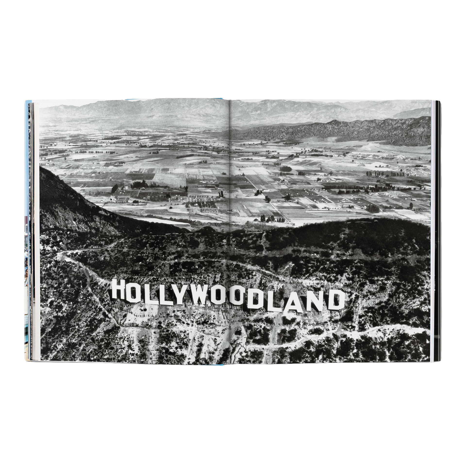 Coffee Table Book Los Angeles, Hollywood Hills, Hollywoodland Schild, Landschaft, Talebene, Luftaufnahme