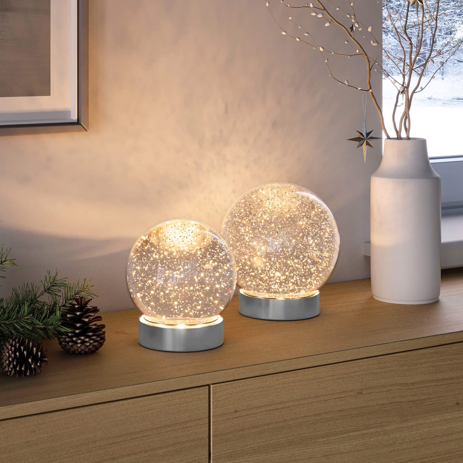 Sompex LED Dekolampe GLAMOR BAUBLE silber 15 cm