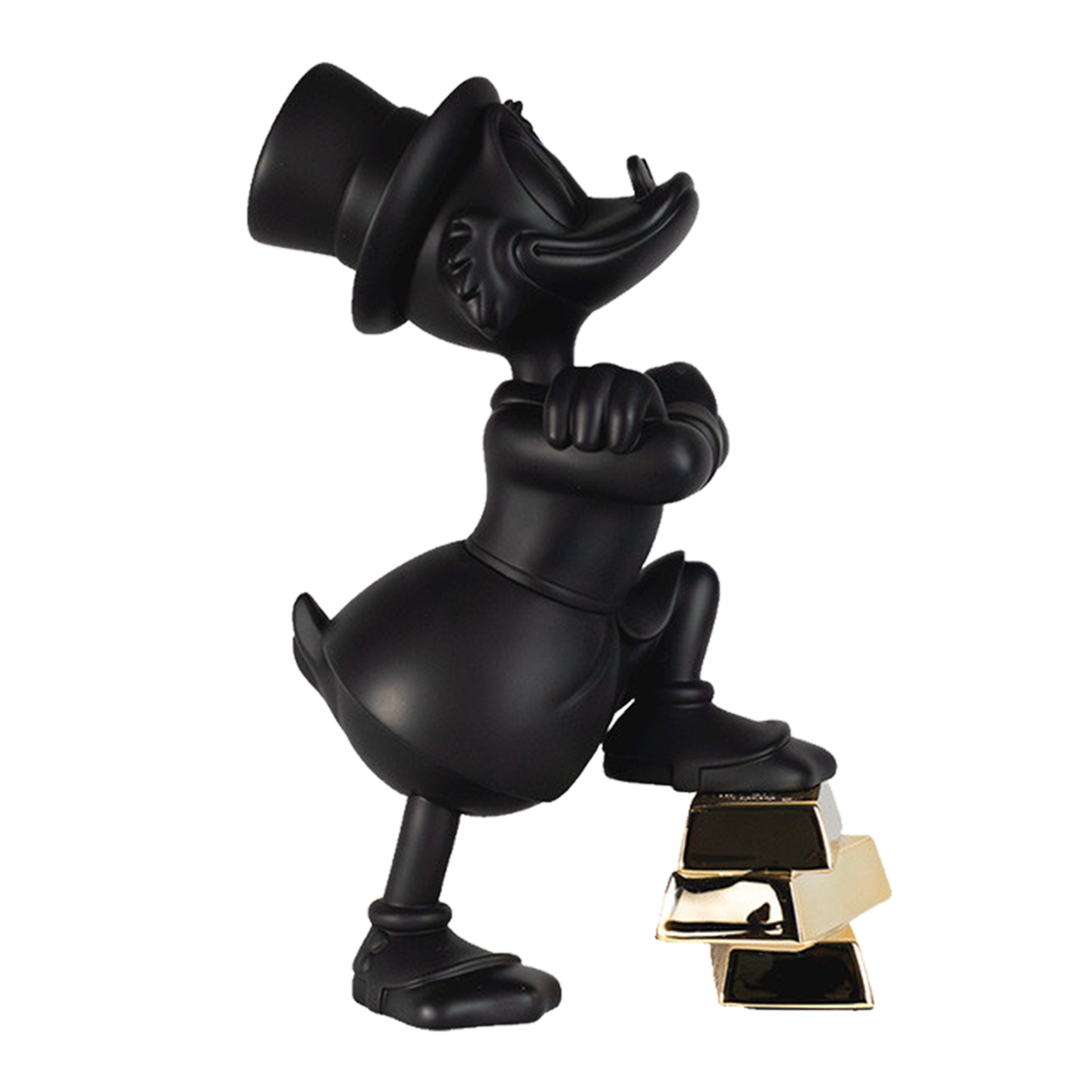 Uncle Scrooge with ignots schwarz & gold 30 cm, figurine, statue, schwarz, hund, goldbarren