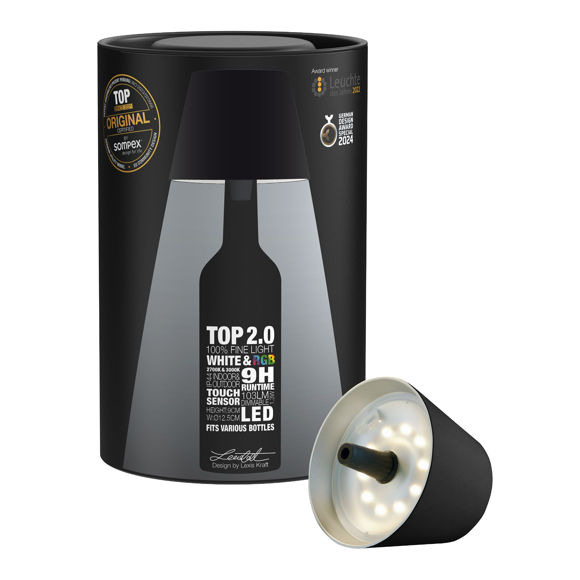LED Bottle Light Dimmable Black