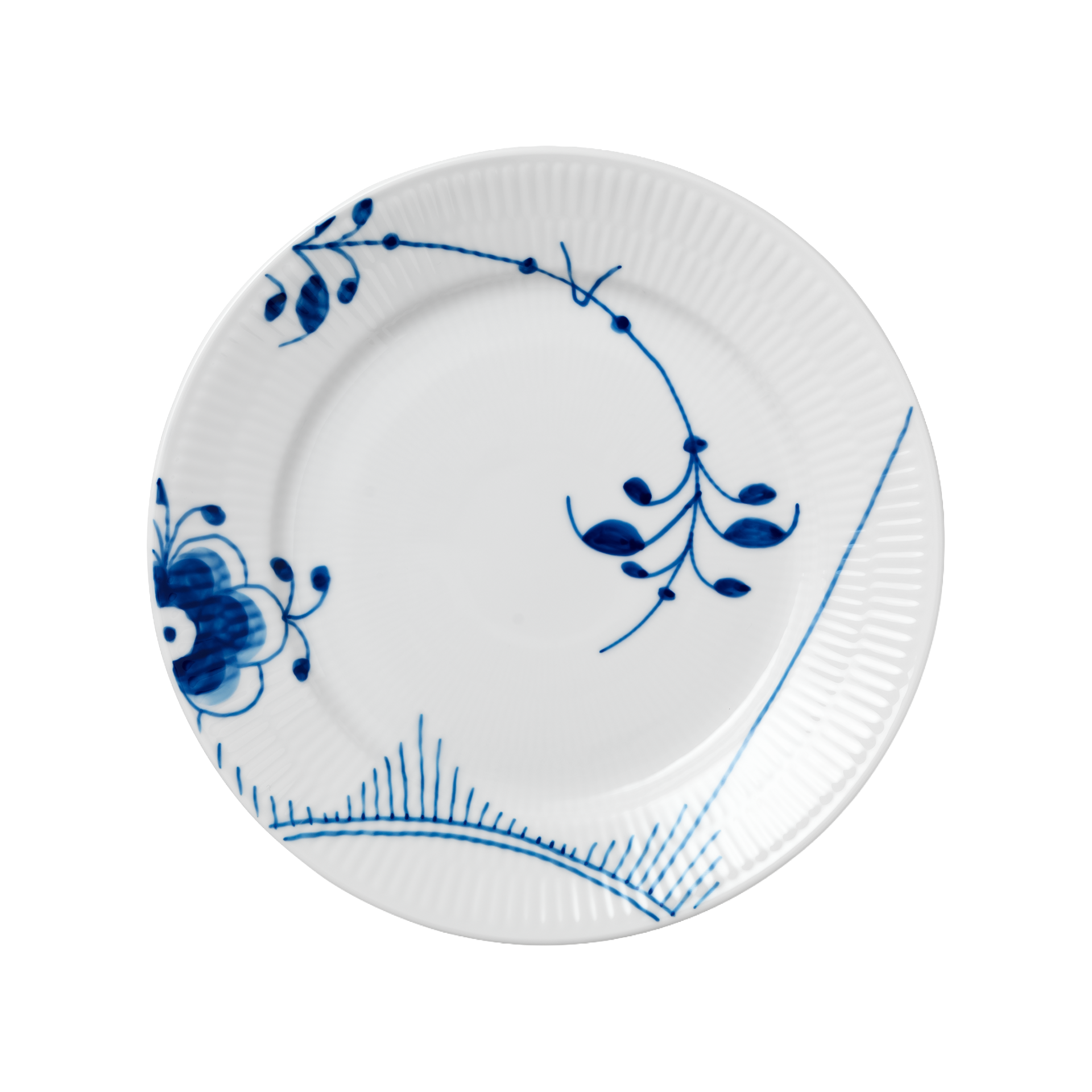 Royal Copenhagen Frühstücksteller Mega Gerippt Blau 22 cm Dekor 2