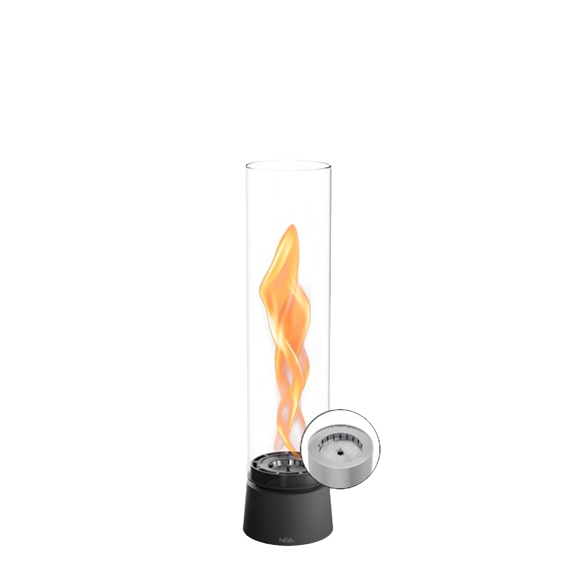 Tabletop Fireplace 900 Matt-black, Tischlampe, Flammen-Design, Glaszylinder, Deko-Lampe, Temperaturanzeige