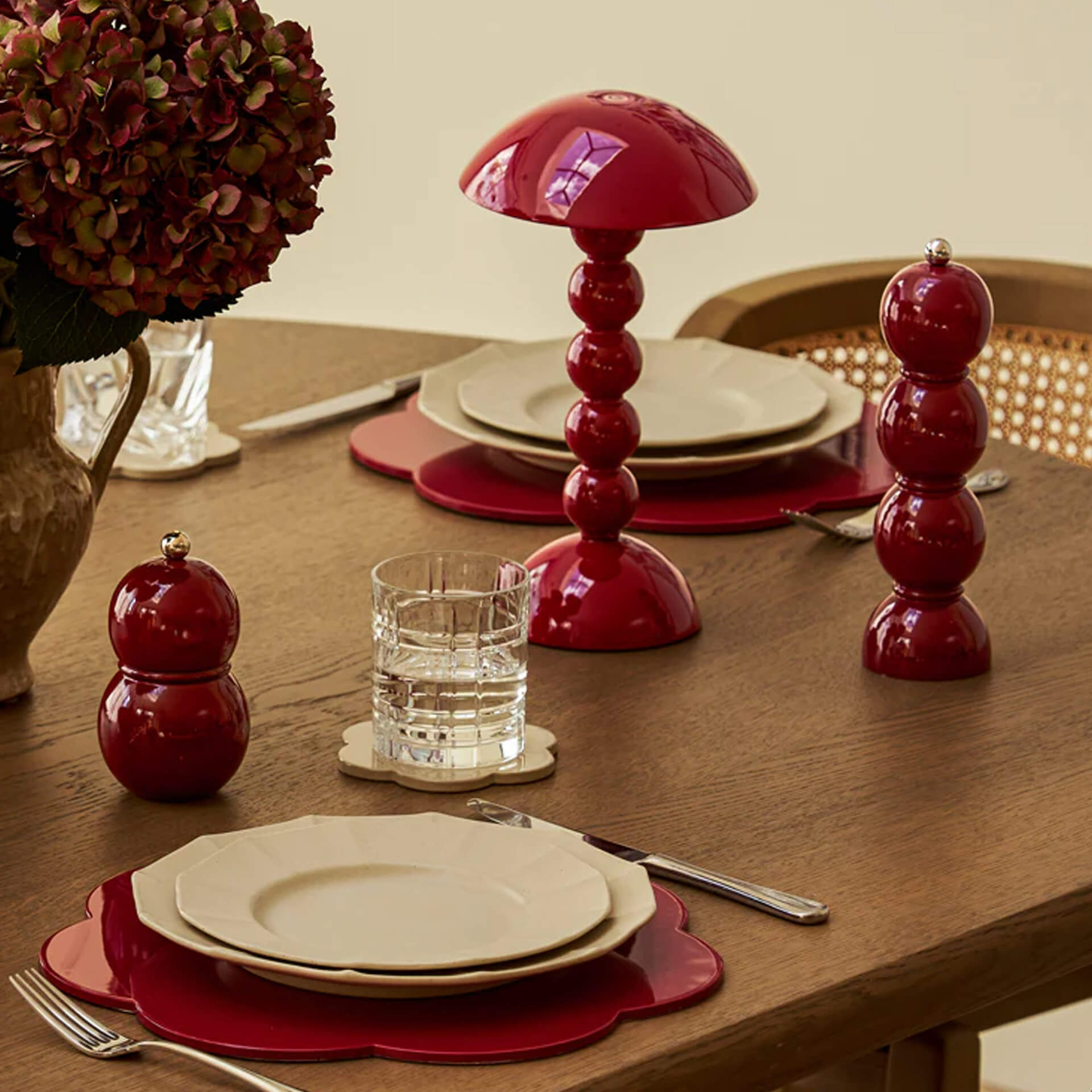 Salt- Pepper Mill cherry 24 cm, Tableware, Red décor, Ceramic, Goblet, Tischdeko