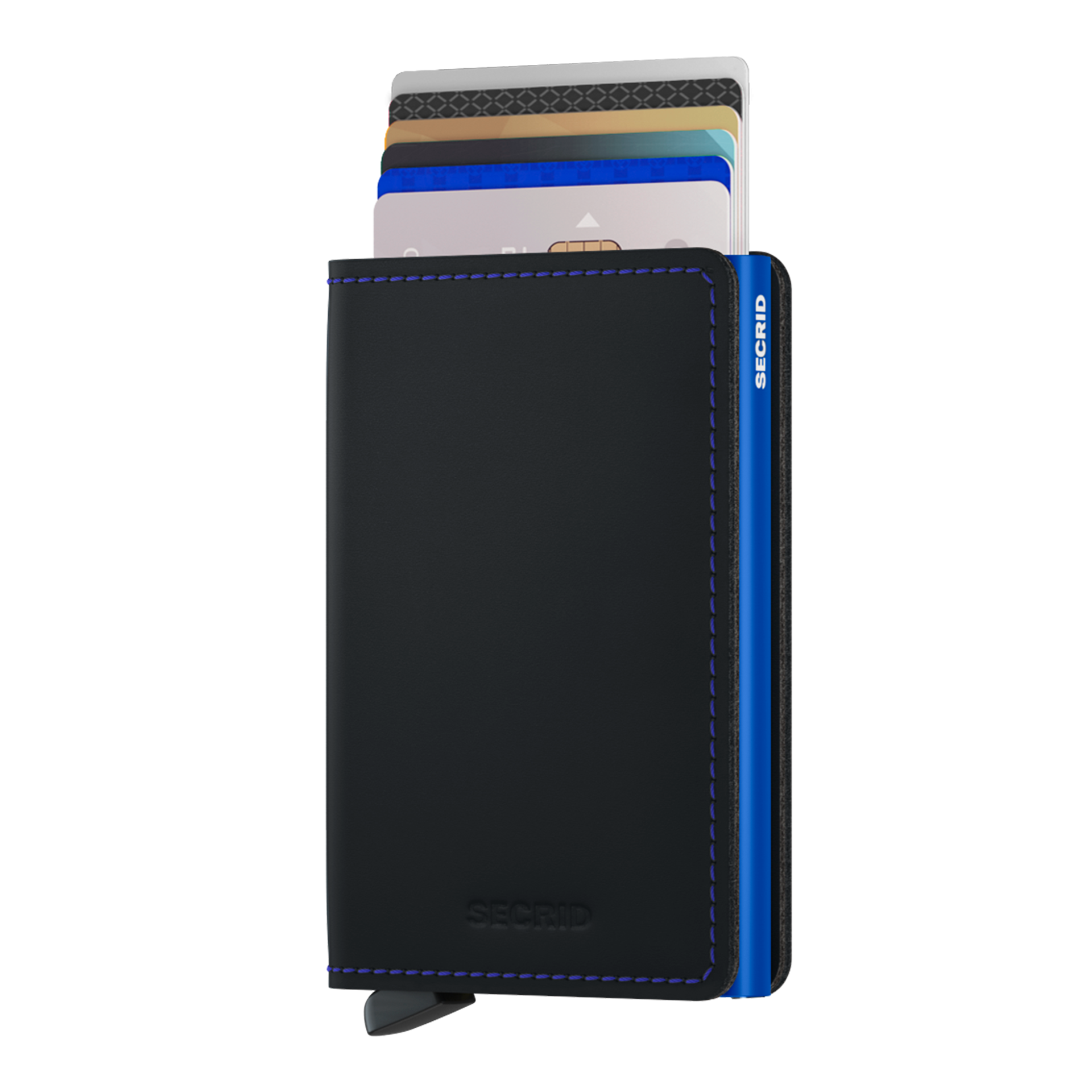 Slimwallet Black/Blue, Portemonnaie, Brieftaschen, Kartenhalter, Ledergeldbeutel, Herrenportemonnaie