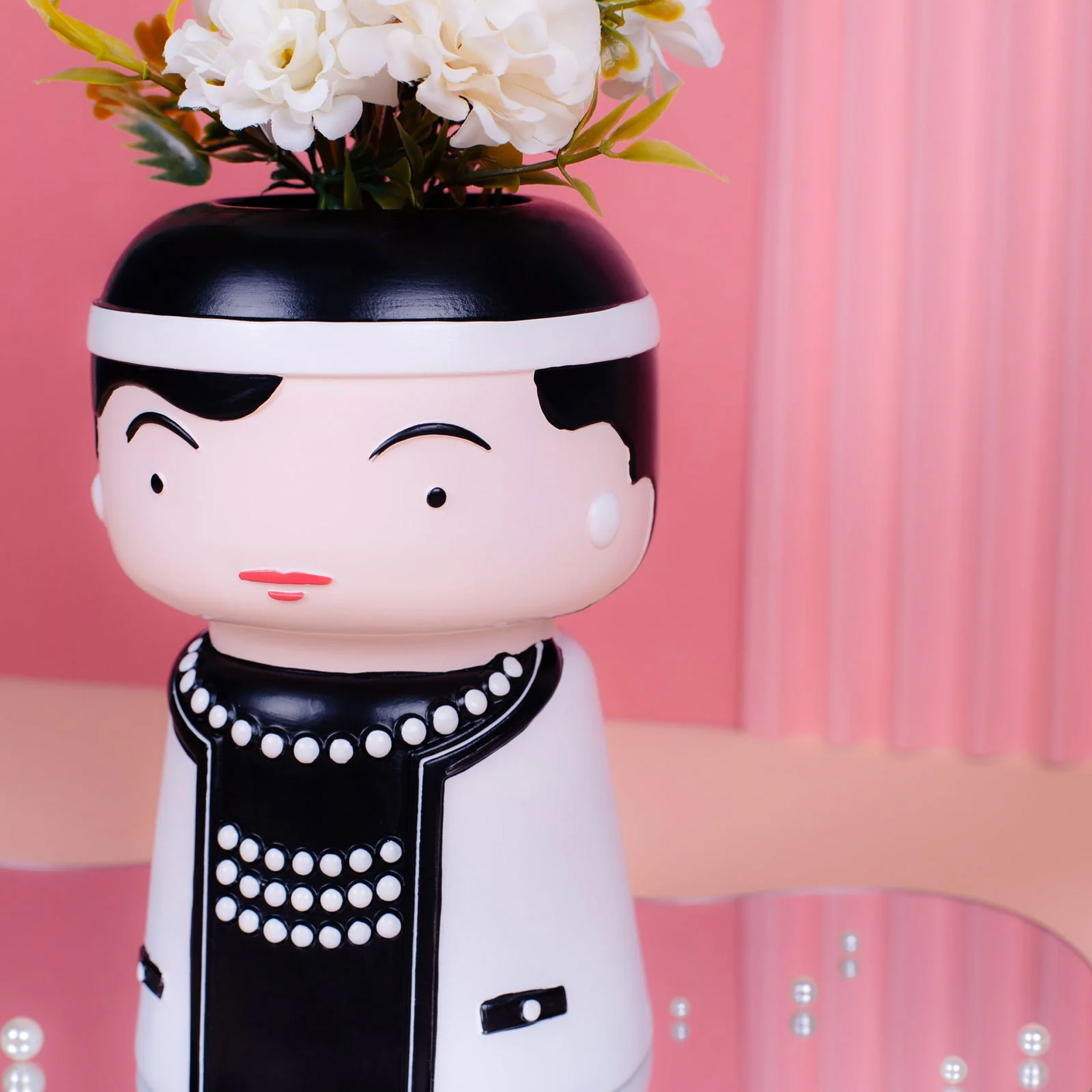 Vase Icon 26 cm, Vase, Blumenarrangement, Schreibtischdekoration, Figur, Perlen