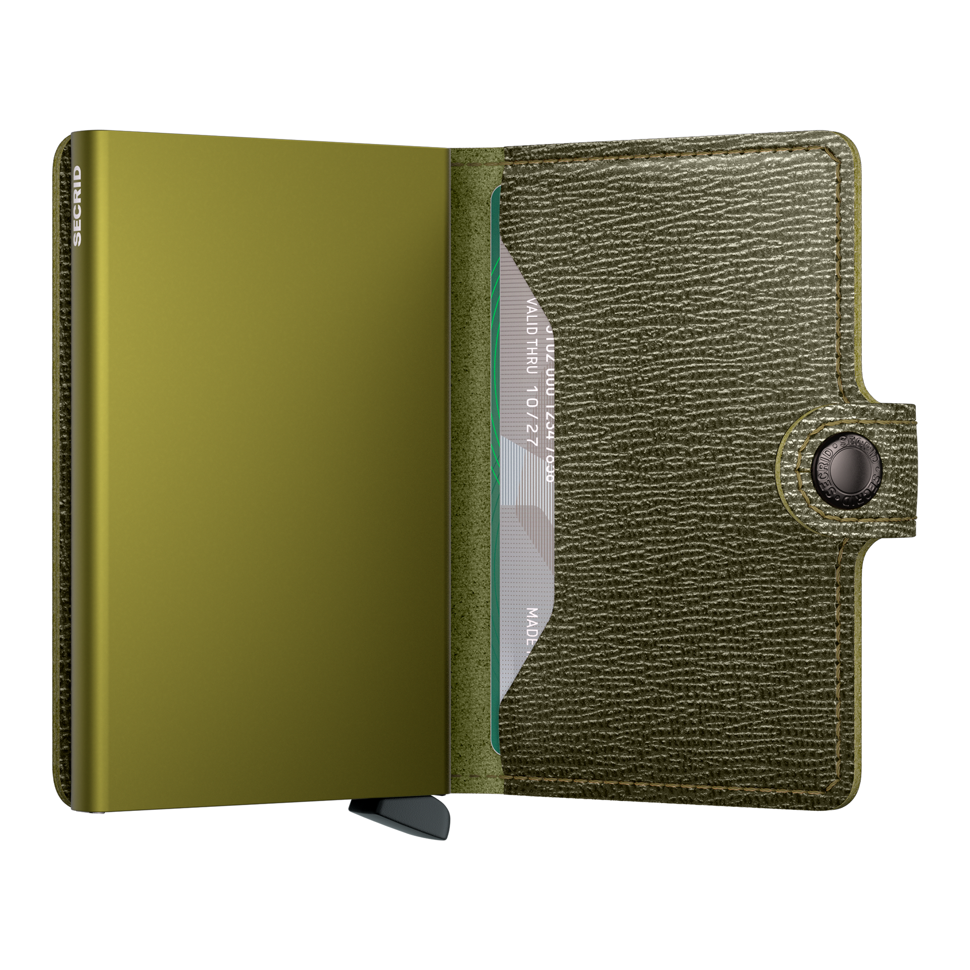 Miniwallet Kelp, wallet, Kartenhalter, grün, Leder, Klettverschluss