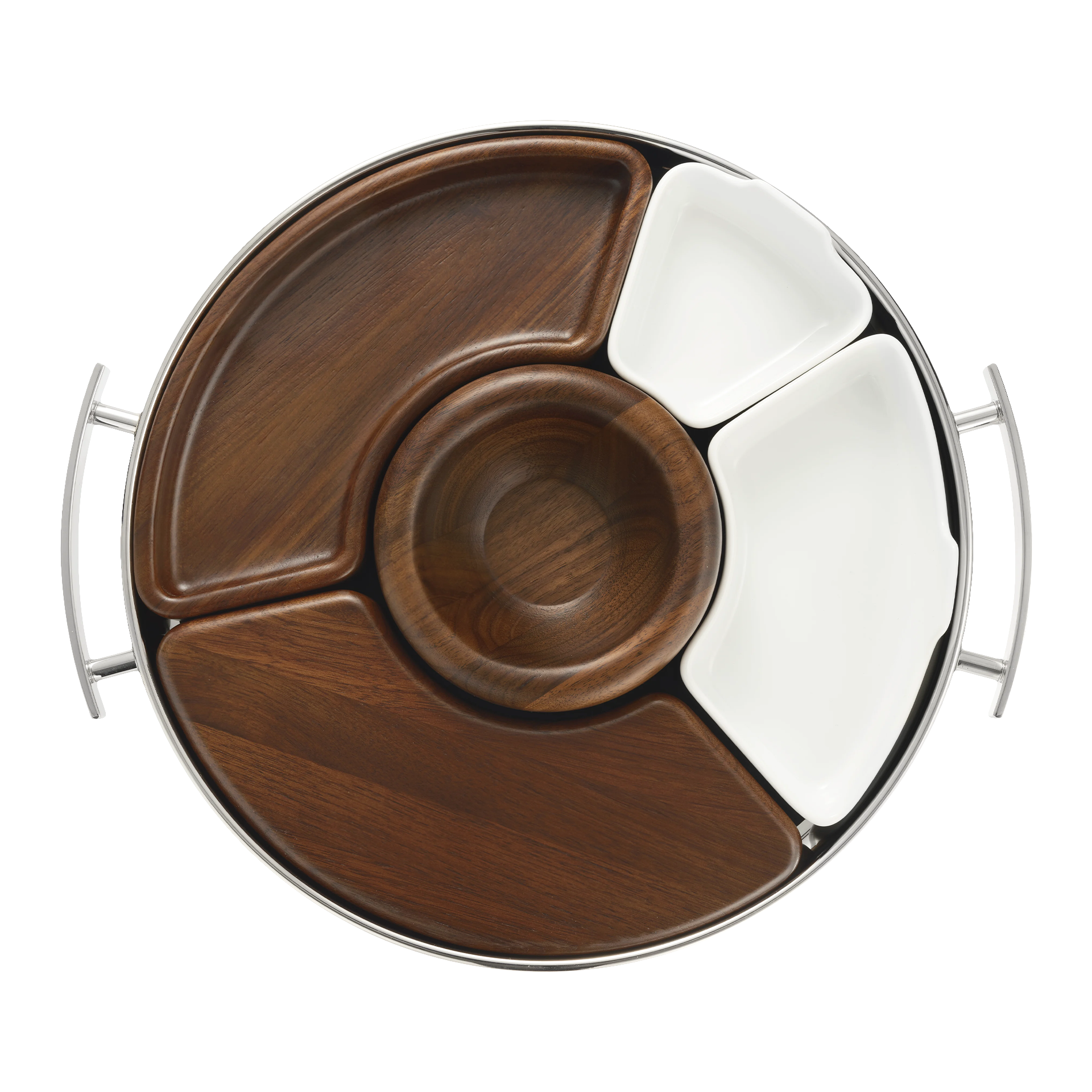 Tray round with handles, Salat Schale, Servierplatte, Holz, Teilung, Musterteller