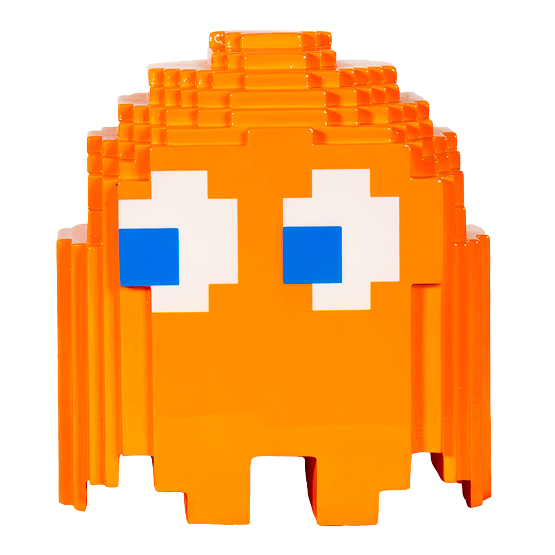 Pac-man and ghosts, orange, pixelierte figur, maske, blockig, spielzeug