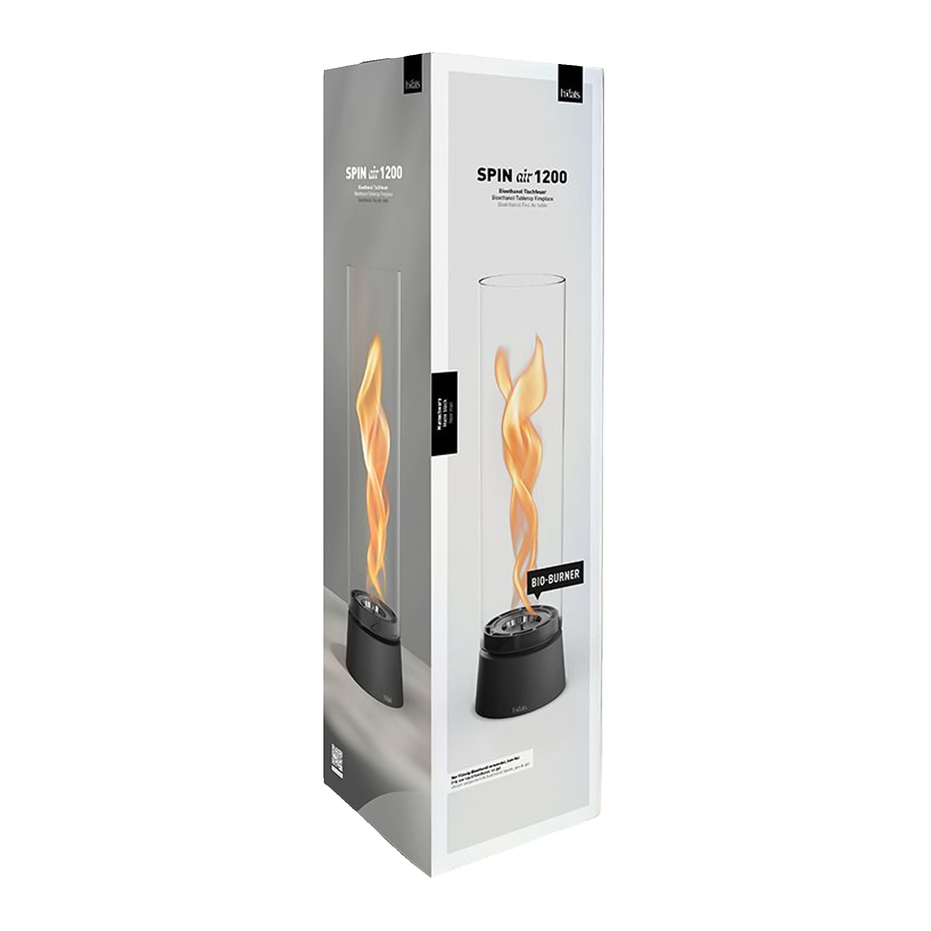 Tabletop Fireplace 1200 Matt Black, Bio-Brenner, Gasbrenner, Flamme, hohes Verpackung, Glasfrei Design