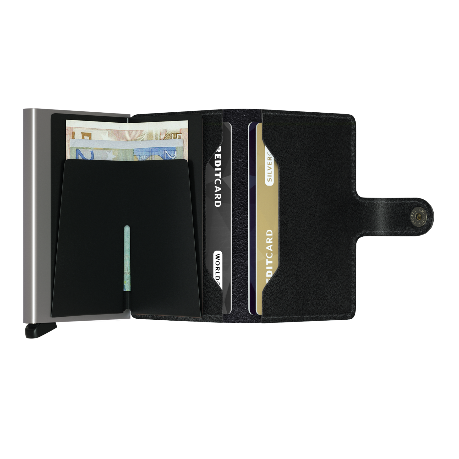 Secrid Miniwallet Original Schwarz, Geldbörse, Brieftasche, Kartenfach, Geldscheinfach, Fächer