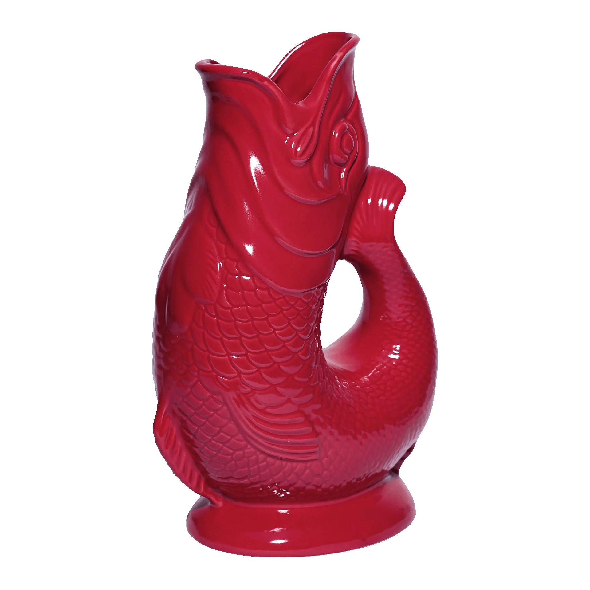 Jug cranberry XL 1,20 l, Schale, Karpfenfigur, Rot, Glassierendes Material, Dekorfigur