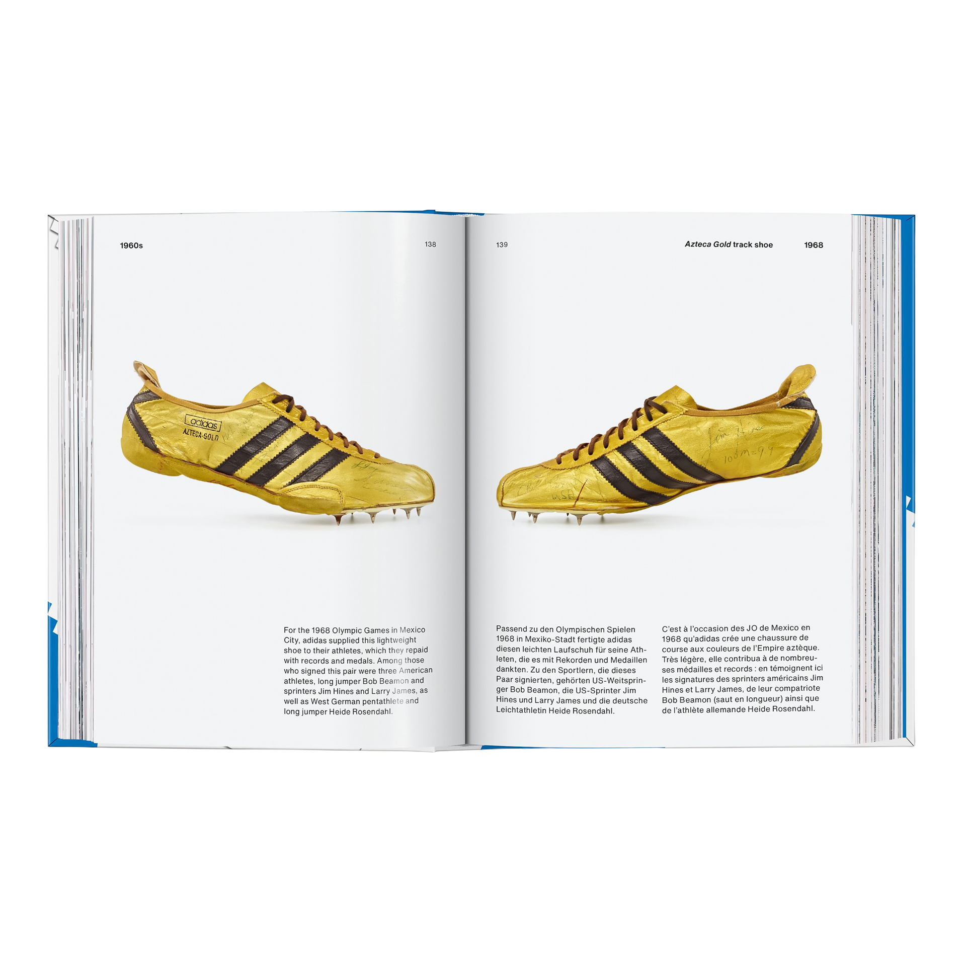 Coffee Table Book The Adidas Archive. The Footware Collection, soccer cleats, gold, gelb, drei streifen, athletic shoe