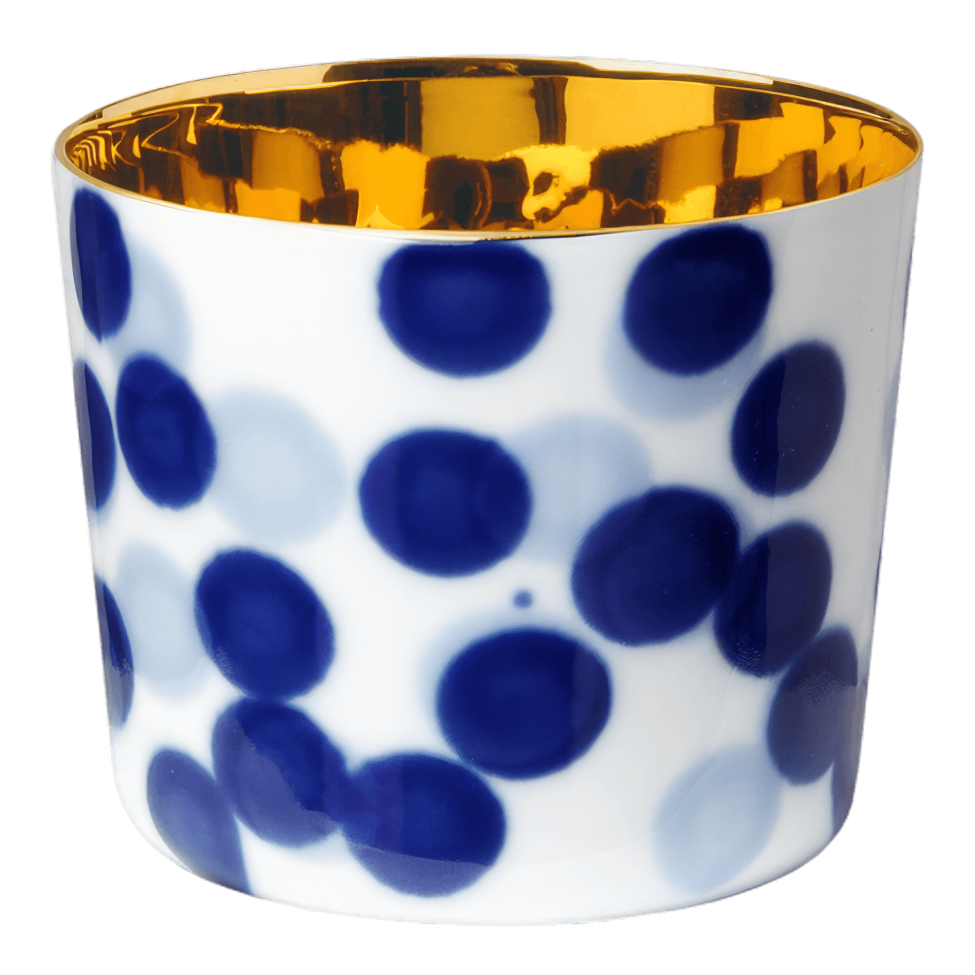 SIEGER by FÜRSTENBERG Champagnerbecher Drops aus der Kollektion SIP OF GOLD - DRIPS & DROPS, Tassenglas, Kaffee-/Teetasse, Blaues Punkte-Muster, Porzellan, Goldrand