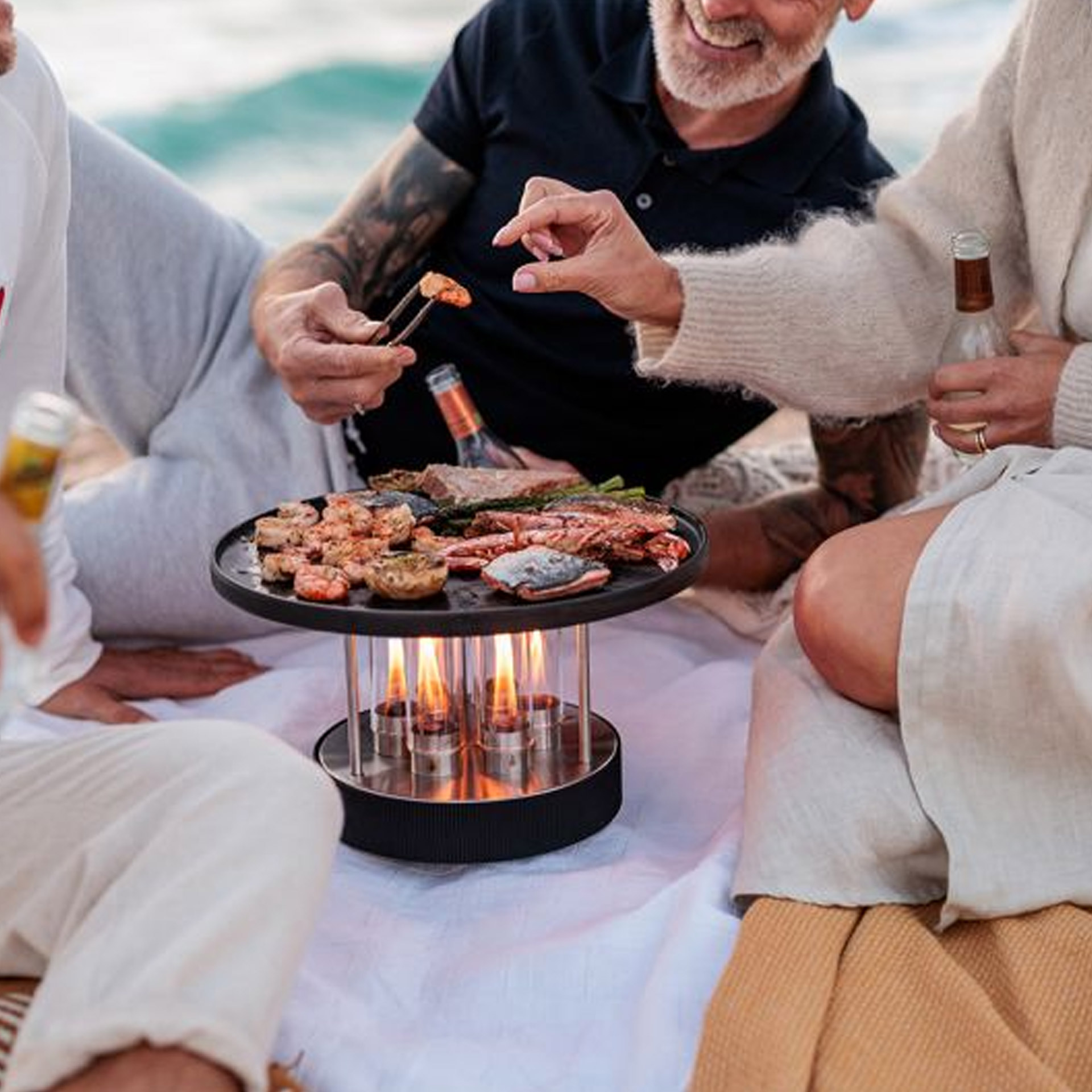 Tabletop Grill 35, Grillplatte, Grillspieße, Fleisch, Kamingrill, Outdoor-Picknick
