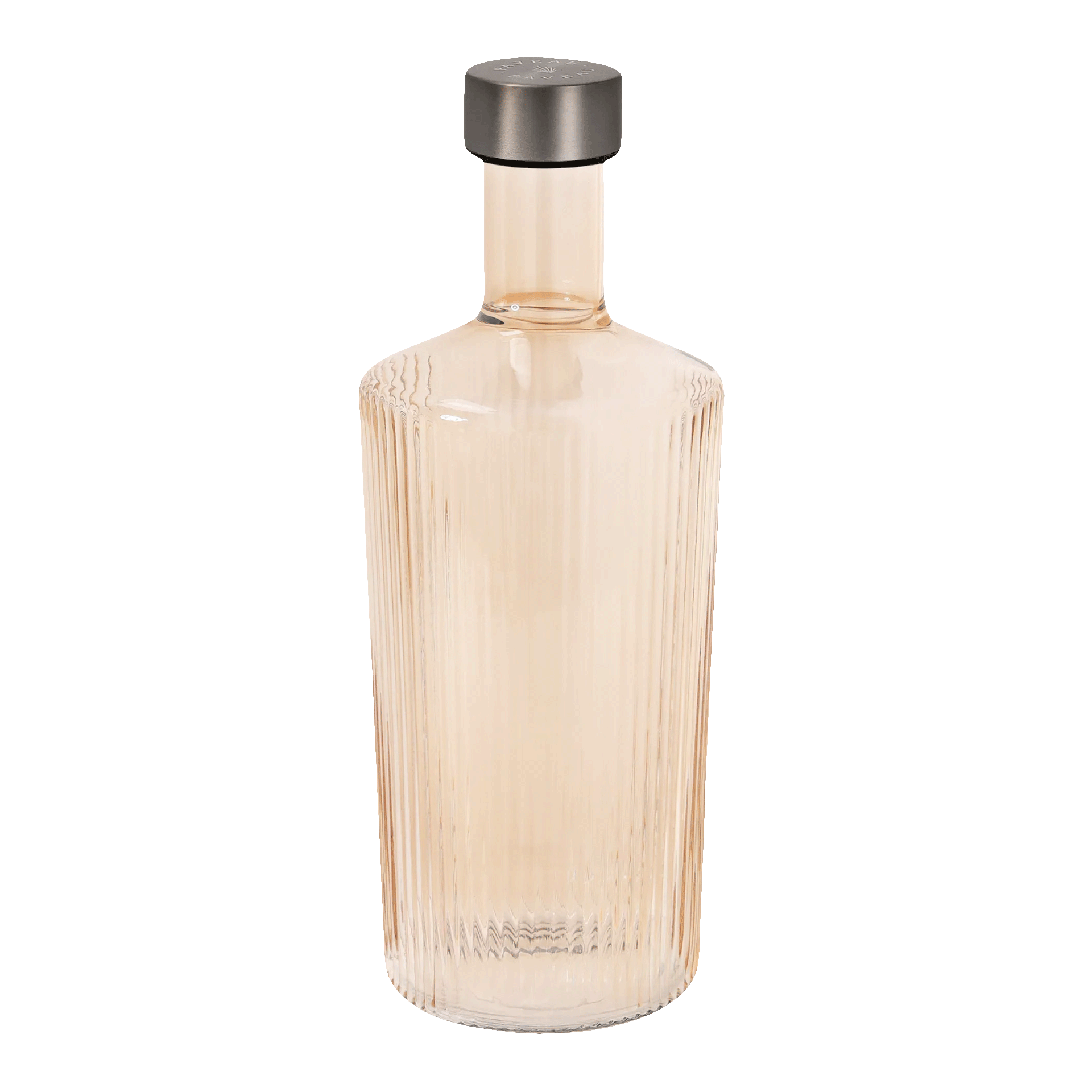 Glass bottle Bells 1.25 l, Flasche, Glasflasche, Riffel-Design, Korkverschluß, Rosé-Farbton