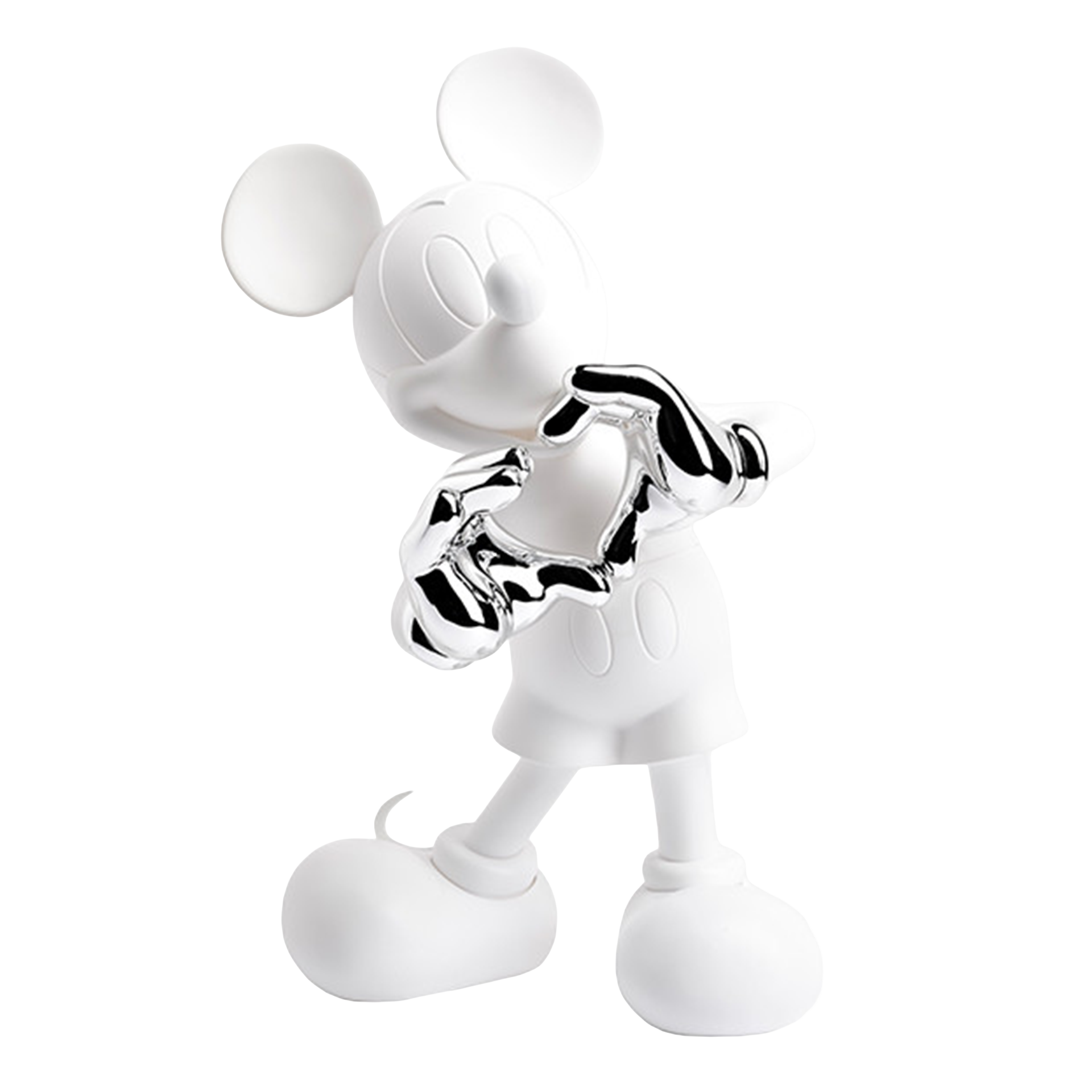 Mickey with Love by Kelly Hoppen white & silver 30 cm, Maus-Statue, Mickey Mouse Figur, Limited Edition, Schnabel/Schwarz, White figure