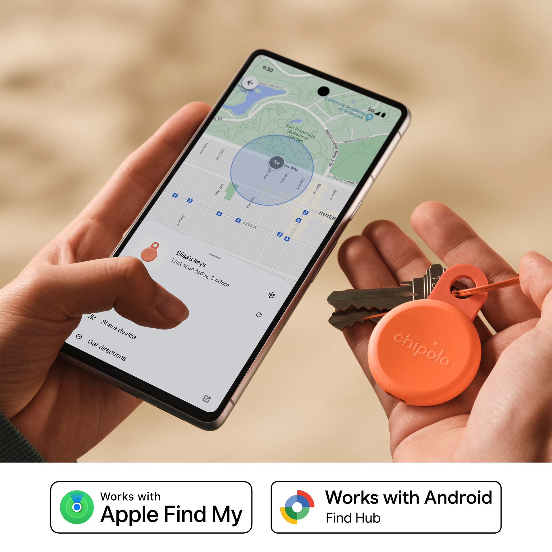 Bluetooth-Tracker Key Coral, tracker, Schlüssel finder, orange, Ring, Bluetooth