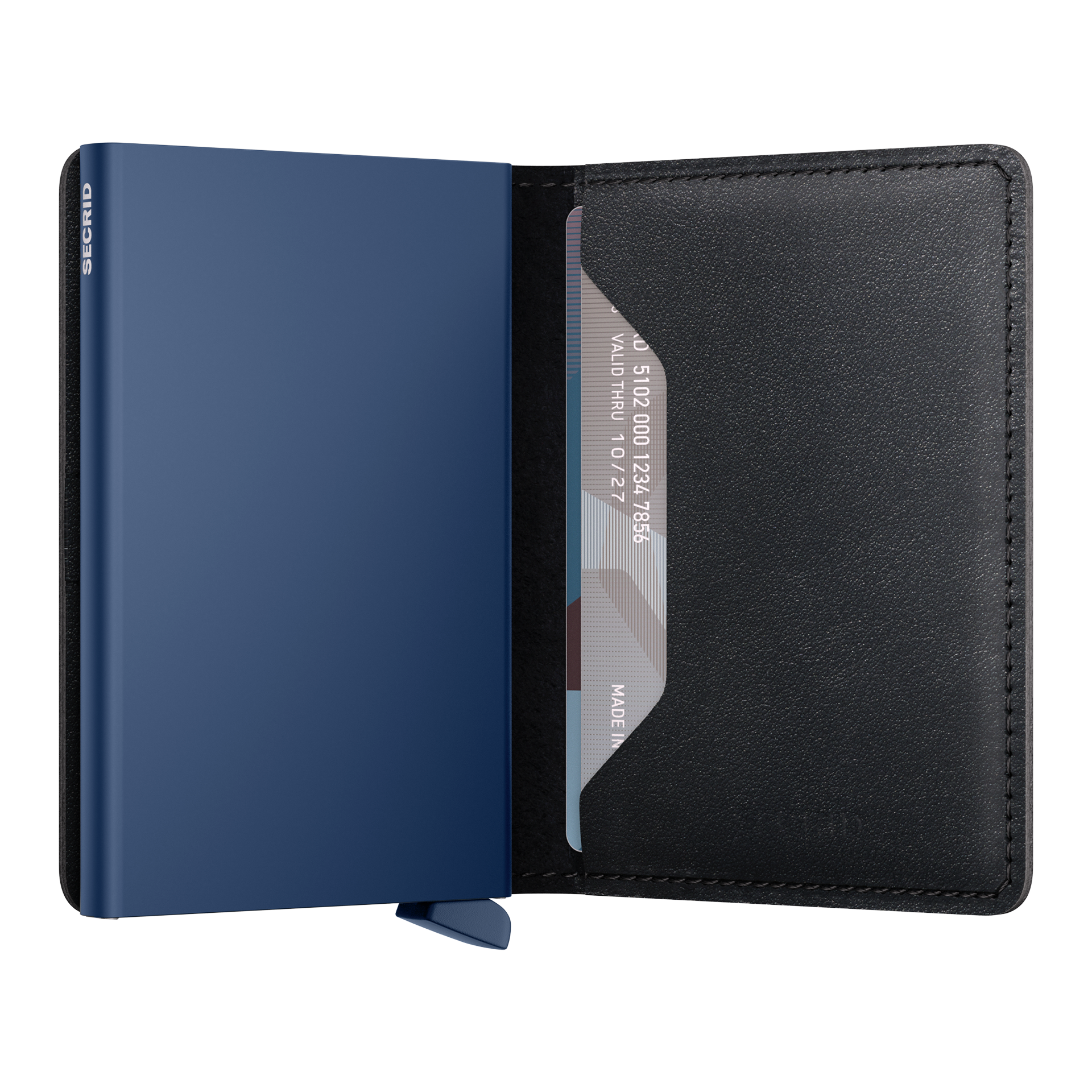 Secrid Slimwallet Original Schwarz/Navy, Portemonnaie, Brieftasche, Kreditkartenfach, Leder, Blau