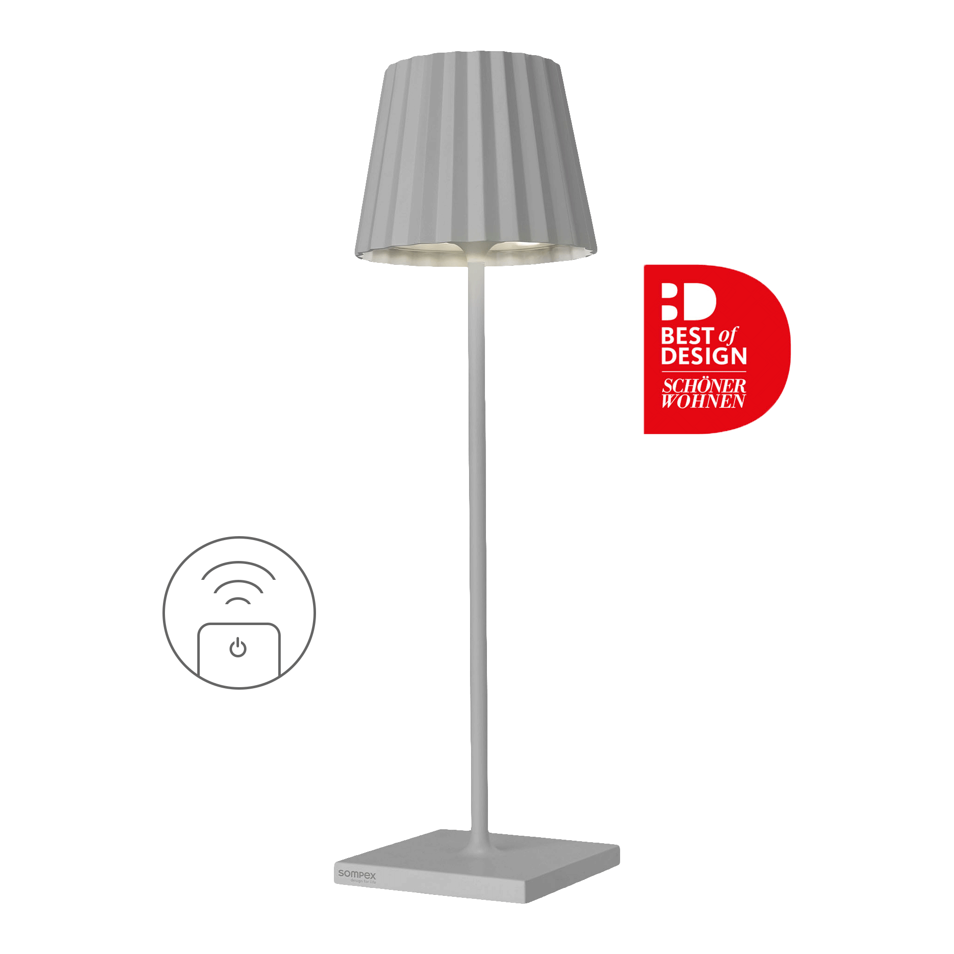 Rechargeable LED table lamp dimmable grey, Stehleuchte, Lampenschirm, Stahl, Grau, Designlampe